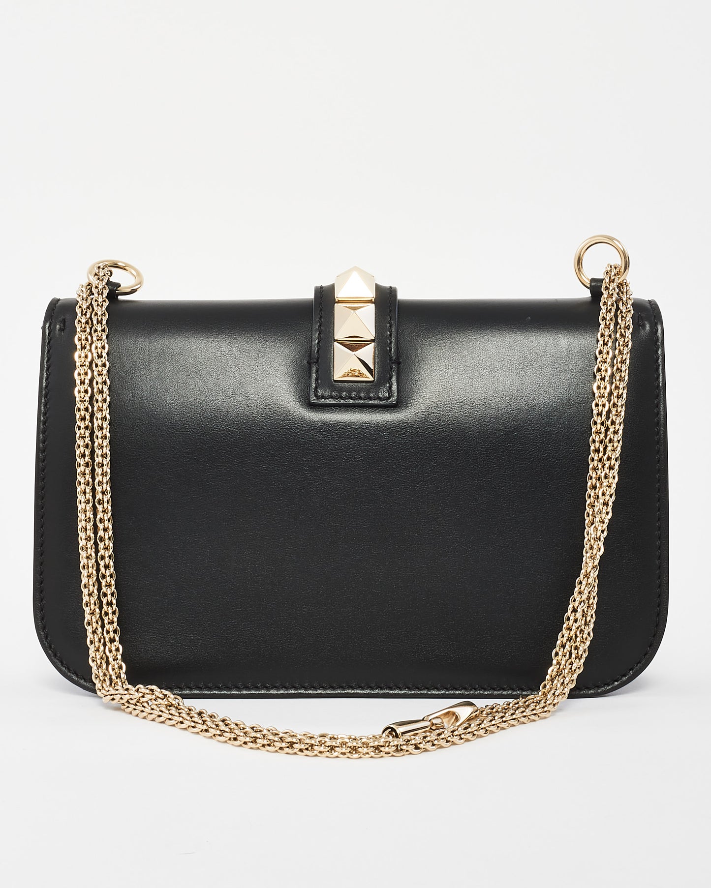 Valentino Black Leather Glam Lock Rockstud Small Shoulder Bag