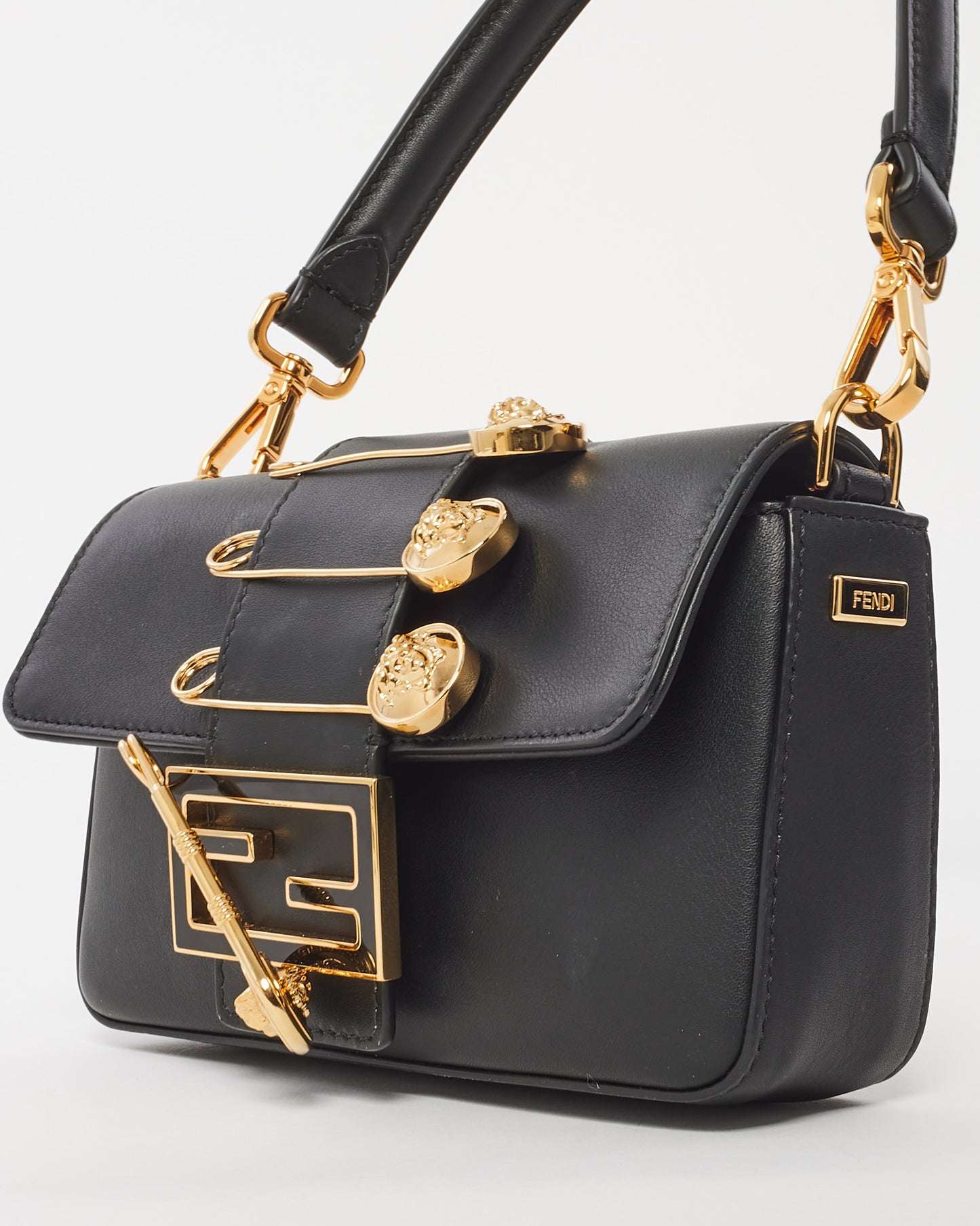 Fendi X Versace Vitello Seta Fendace Mini Brooch Baguette