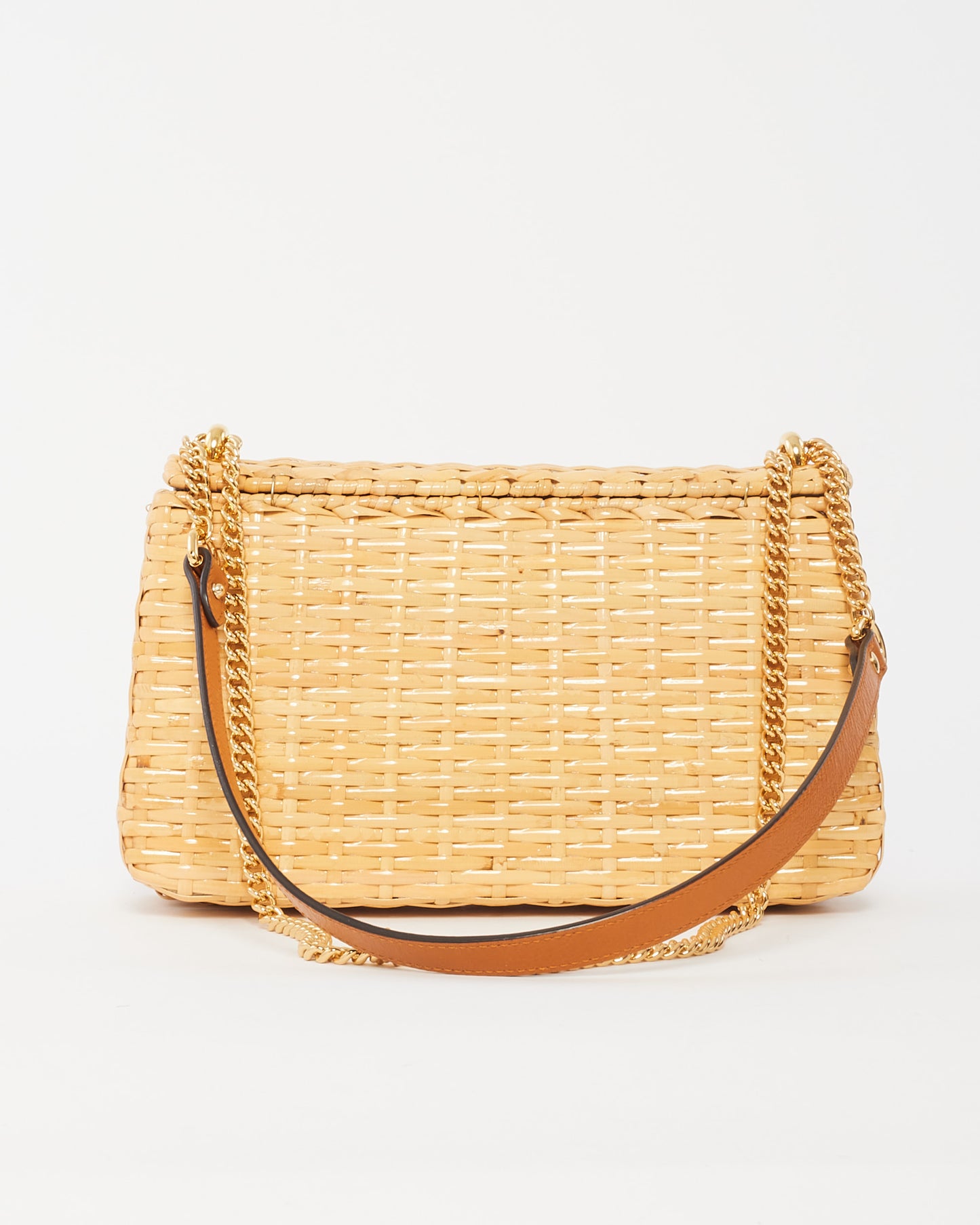 Gucci Beige Glazed Wicker Small Cestino Shoulder Bag