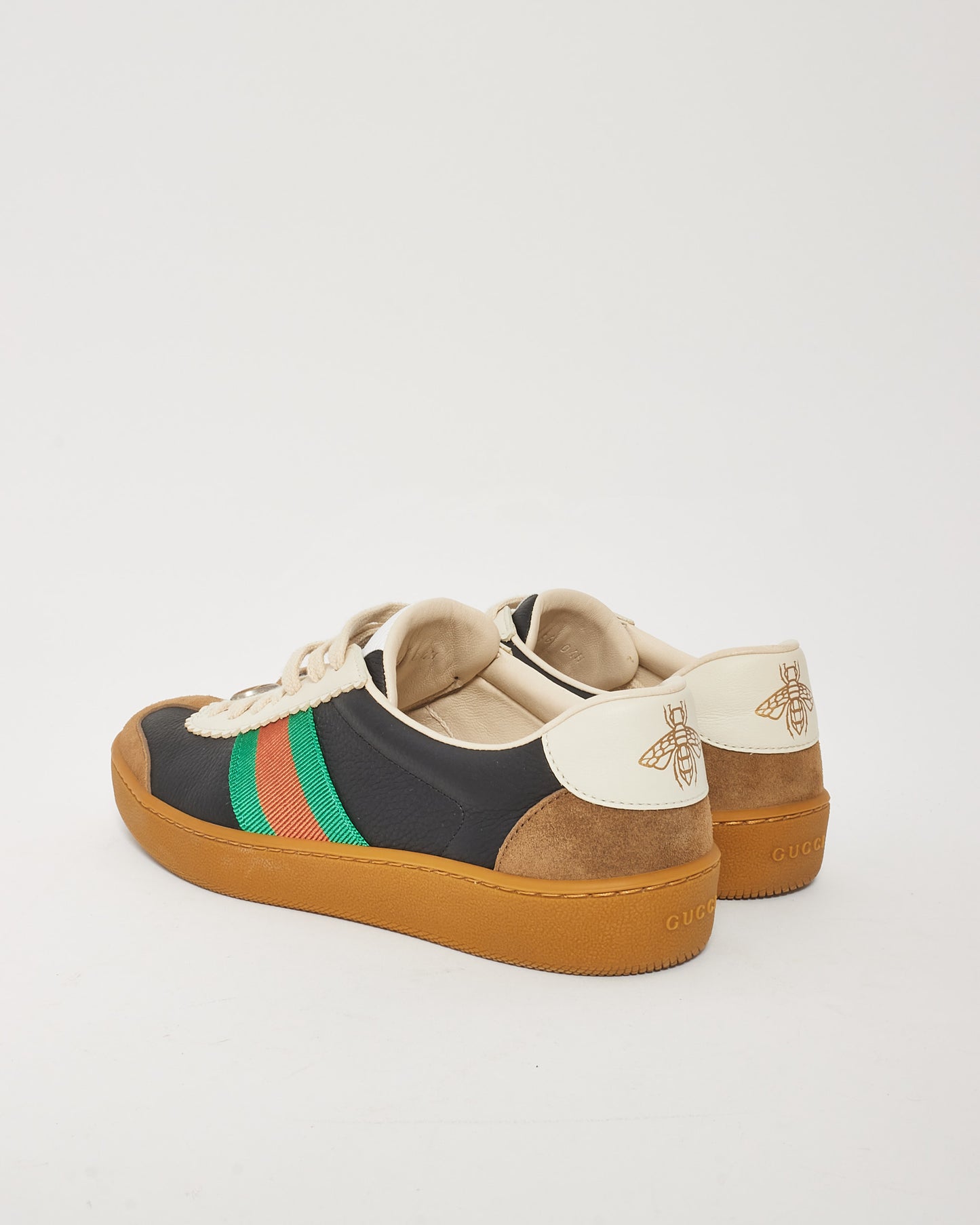 Gucci Black Leather & Web Stripe G74 Sneakers - 36