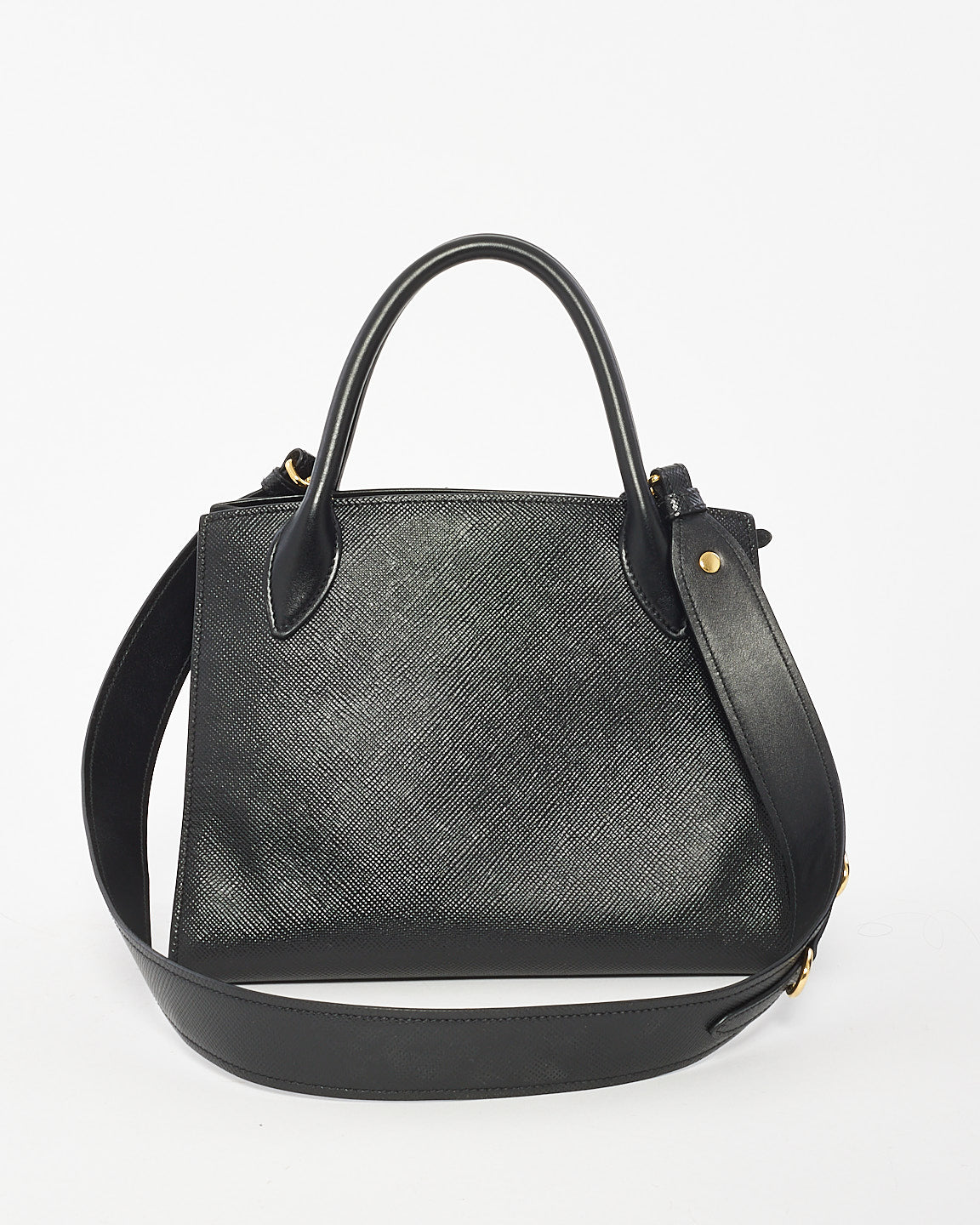 Prada Black Saffiano Leather Small Monochrome Tote