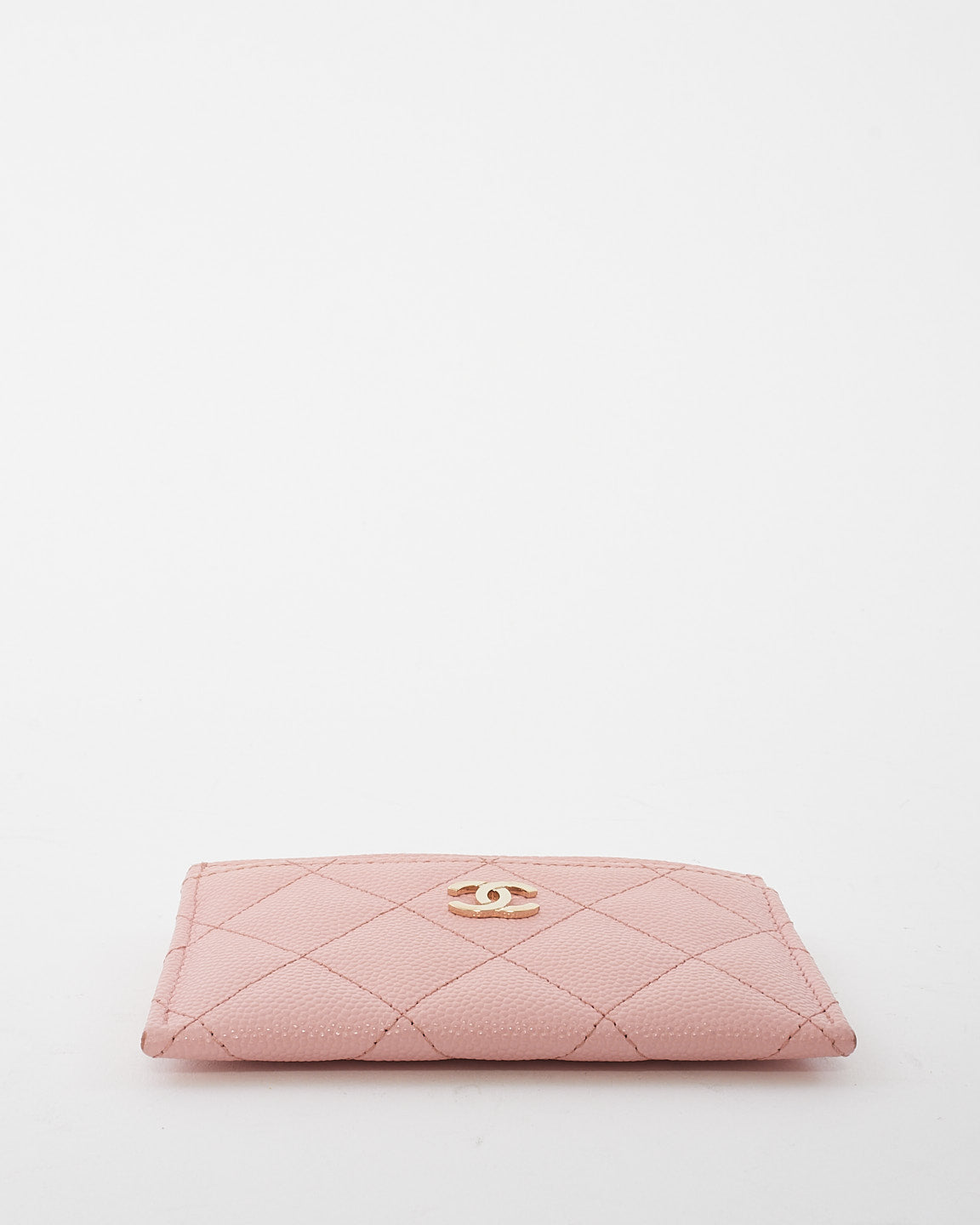 Porte-cartes en cuir matelassé rose caviar Chanel