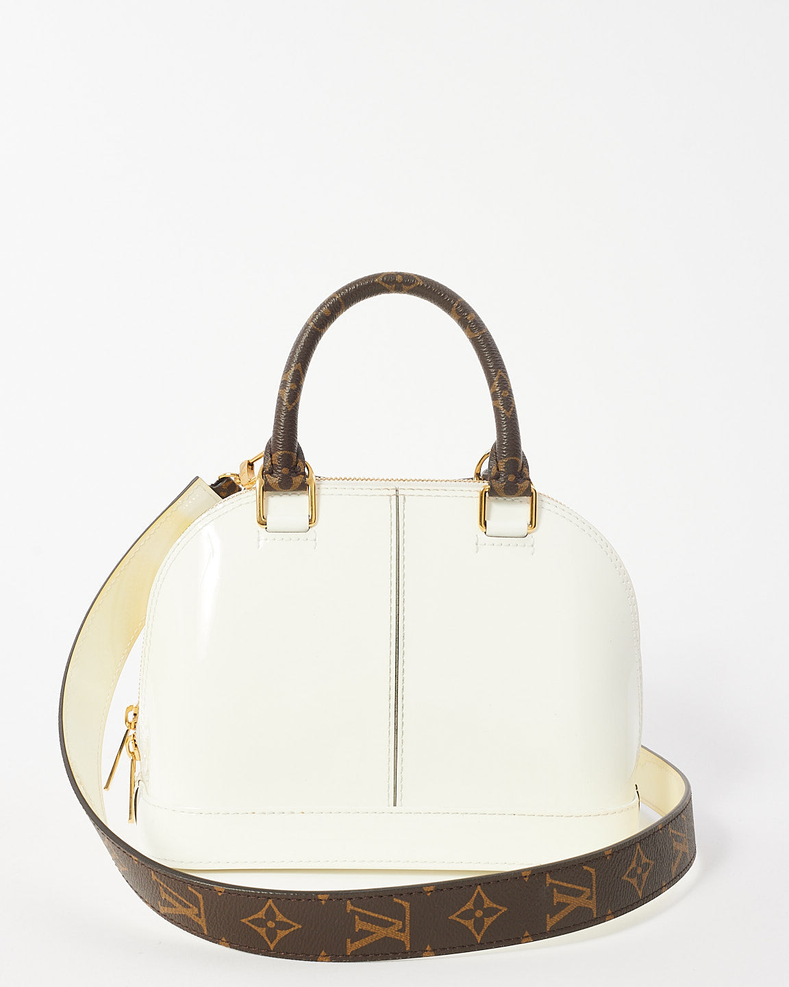 Louis Vuitton White Vernis Lisse & Monogram Leather Alma BB Bag