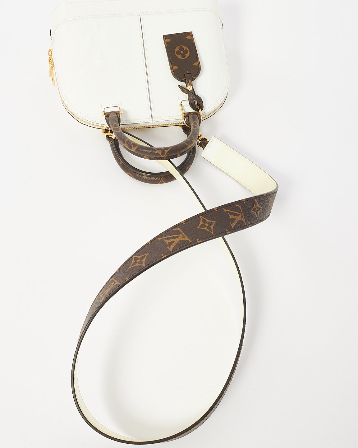 Louis Vuitton White Vernis Lisse & Monogram Leather Alma BB Bag