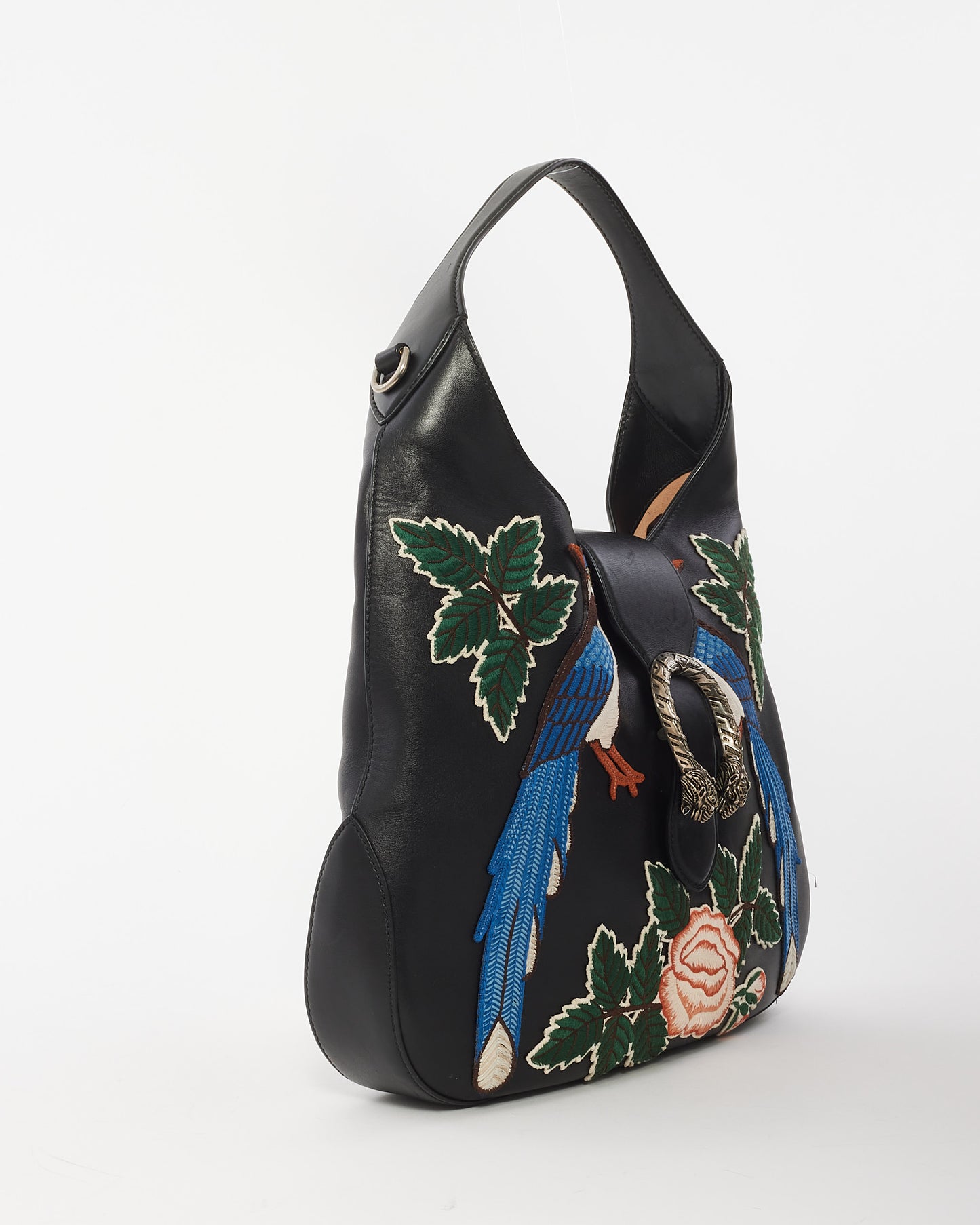 Sac Hobo Dionysus moyen en cuir noir Gucci avec broderie - Retour à l'expéditeur