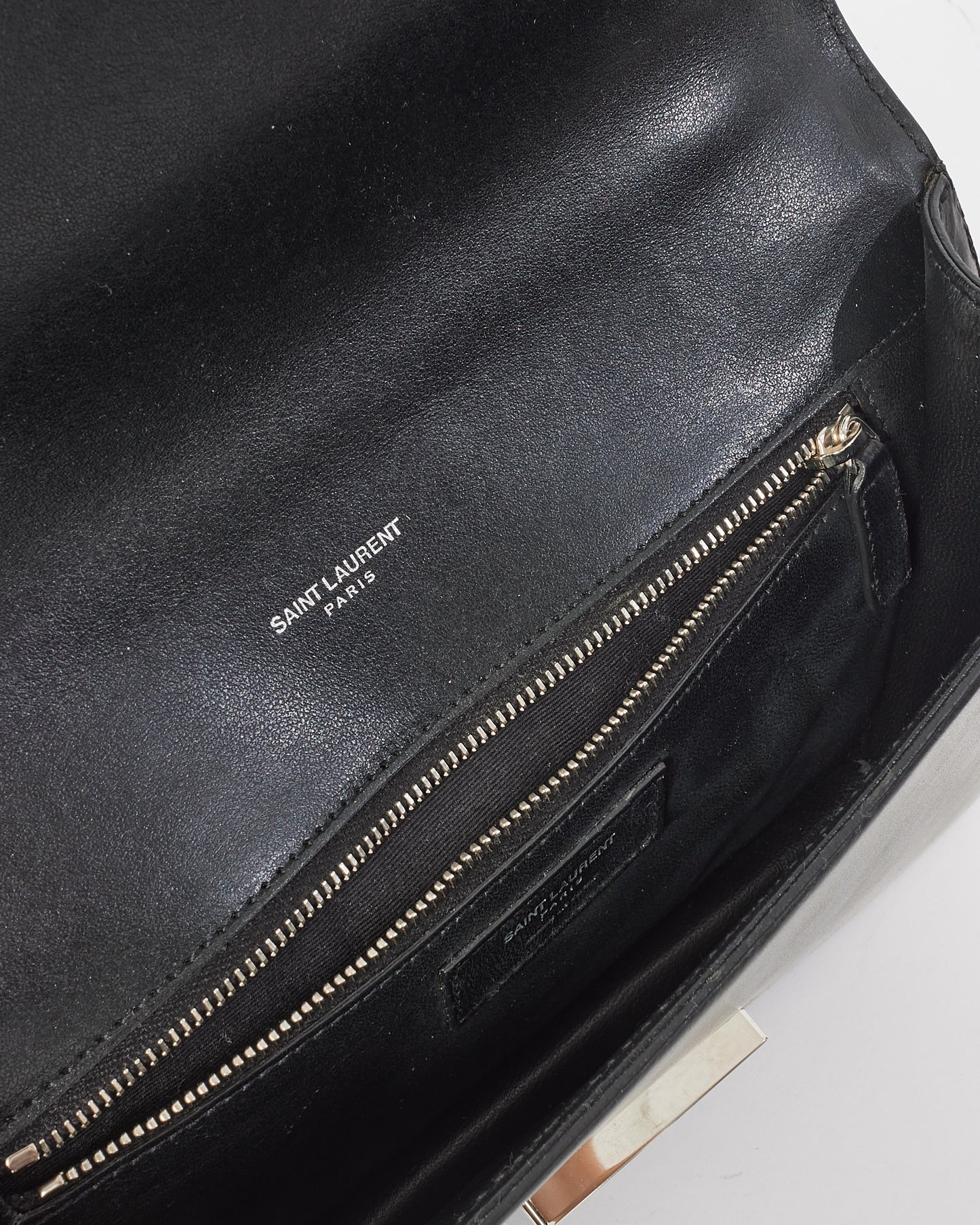 Saint Laurent Sac à bandoulière Babylone moyen en cuir lisse noir