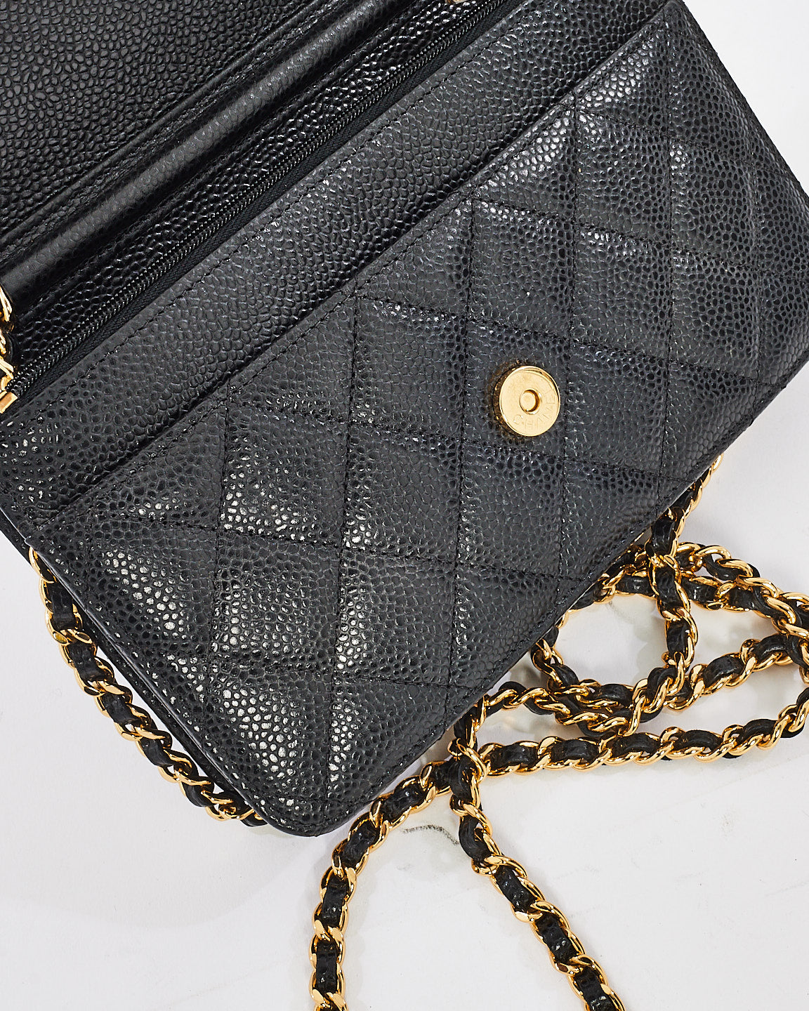 Chanel Black Caviar Leather Wallet On Chain GHW