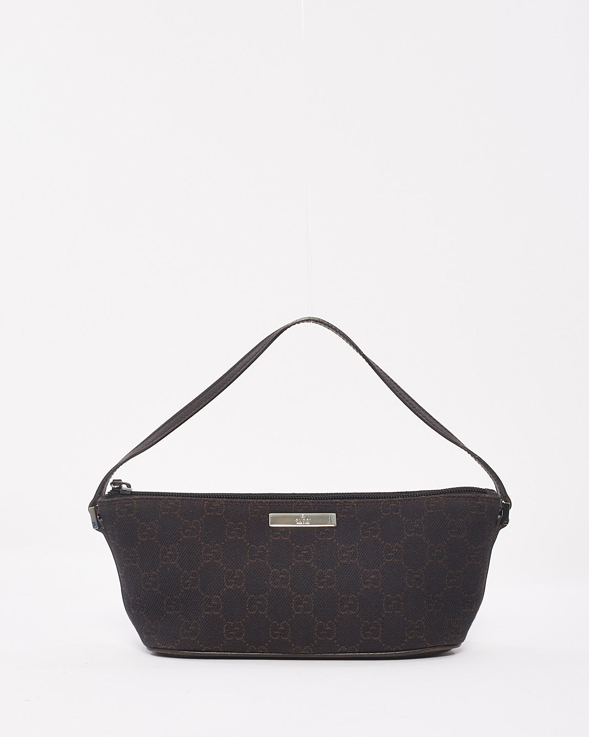 Gucci Black/Brown Monogram GG Canvas Boat Pochette Shoulder Bag