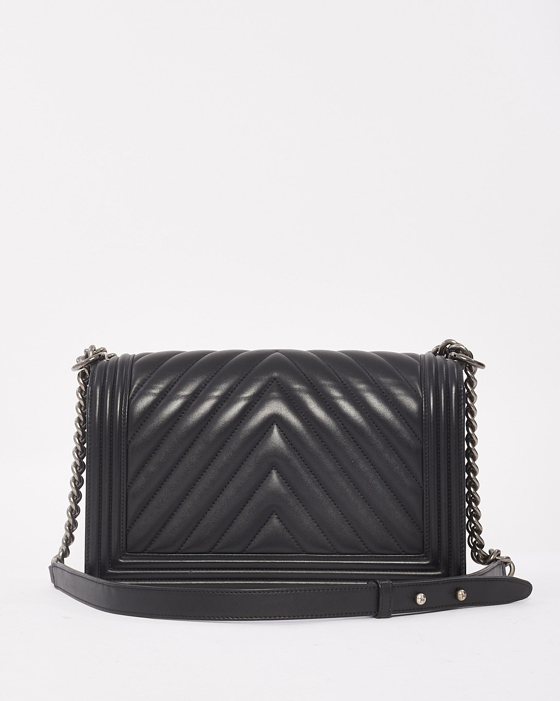 Chanel Black Chevron Leather Old Medium Boy Bag