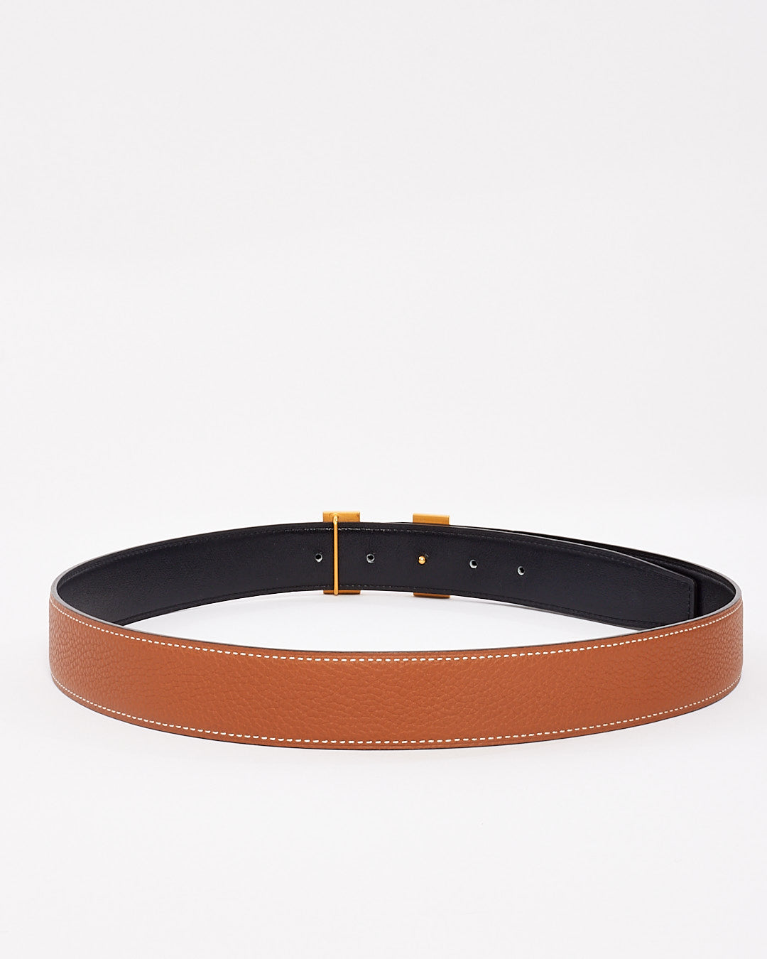 H Cursives belt buckle & Reversible leather strap 24 mm