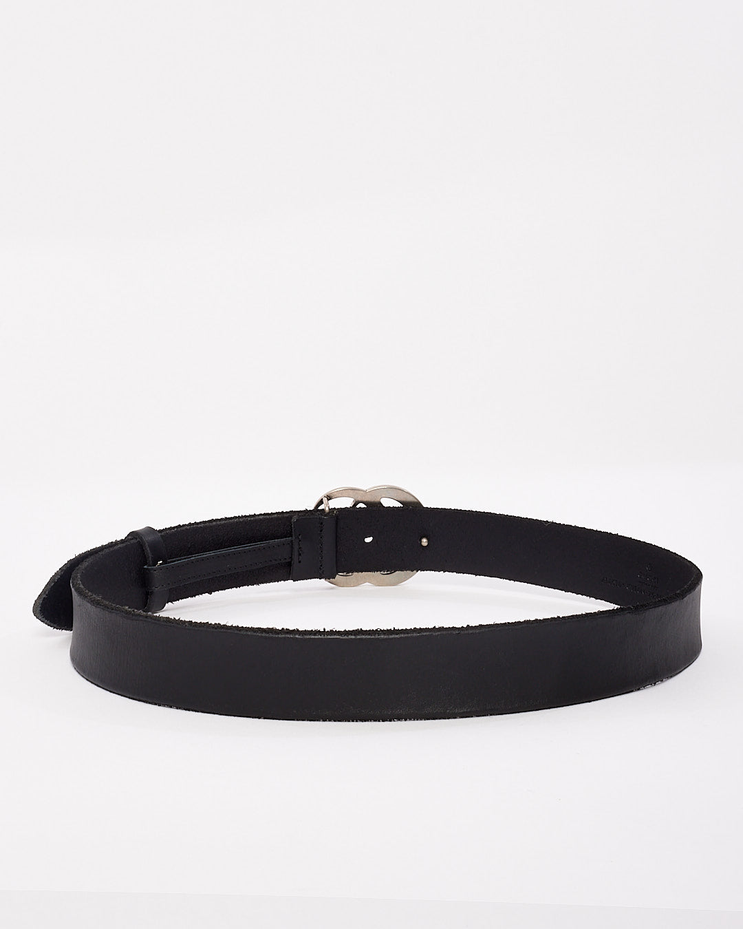 Gucci Black Leather Silver GG Marmont Belt 75 30