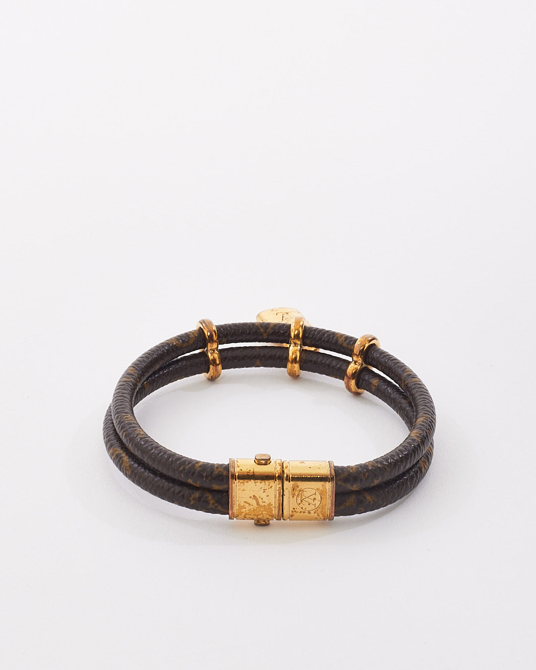 Louis Vuitton Monogram Double Leather Lock Keep It Twice Bracelet