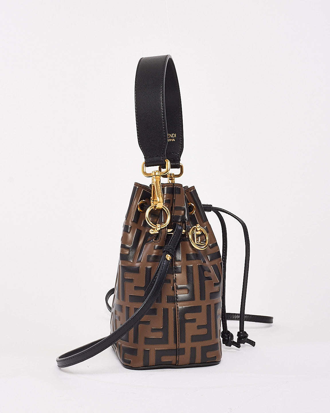 Fendi Brown Monogram Leather Mini Mon Tresor Bucket Bag