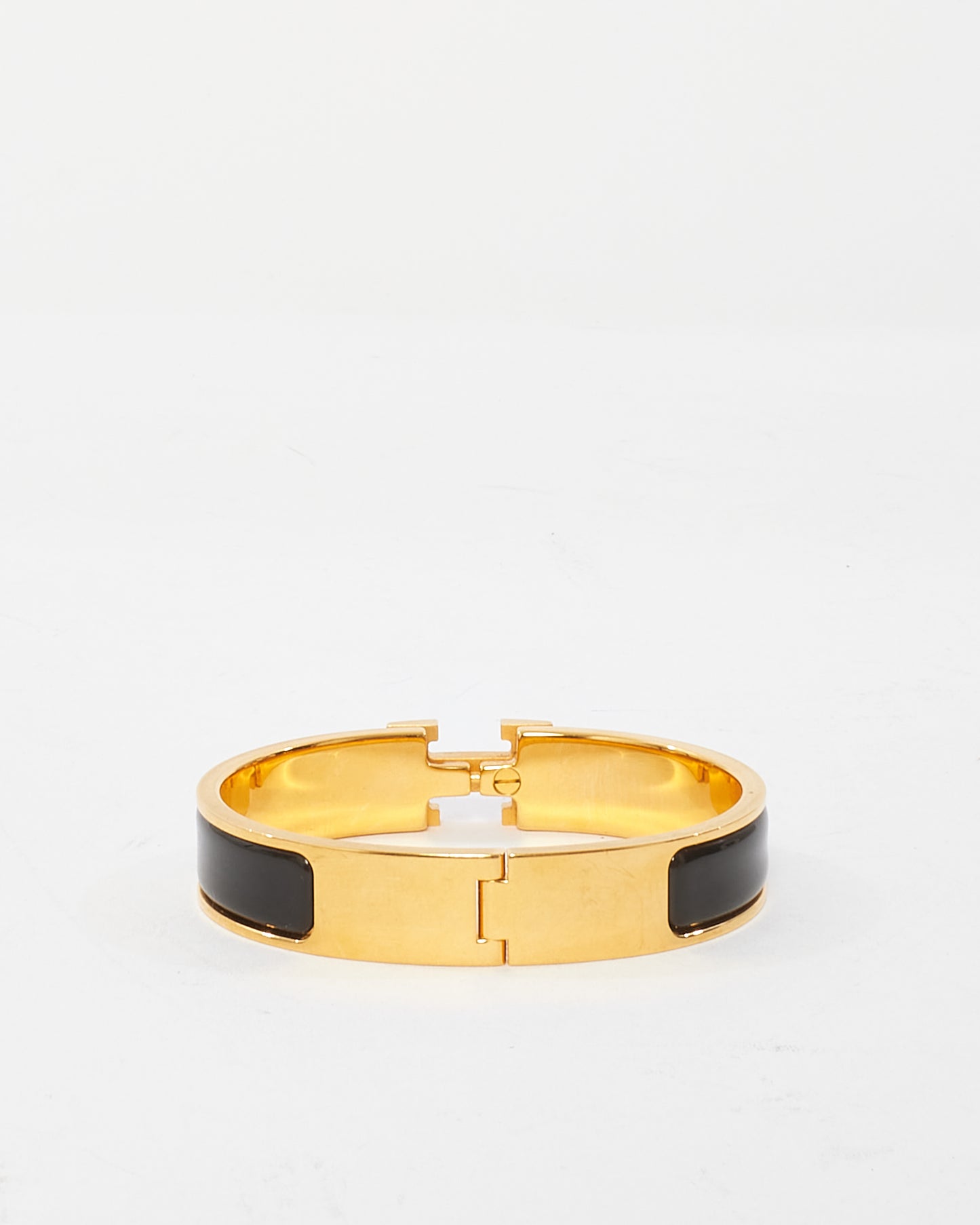 Hermès Black & Gold Thin Clic Clac Bracelet - PM