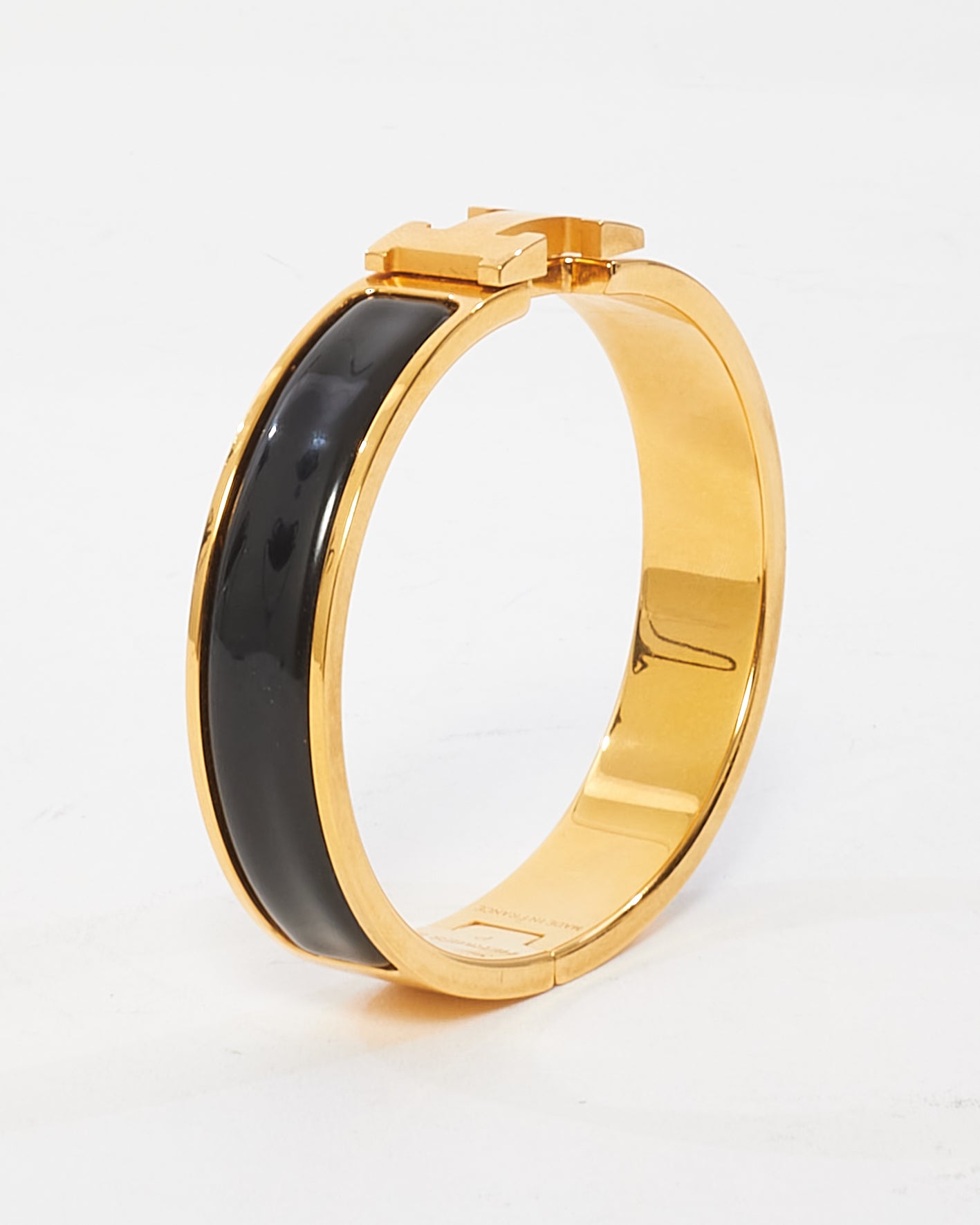 Hermès Black & Gold Thin Clic Clac Bracelet - PM