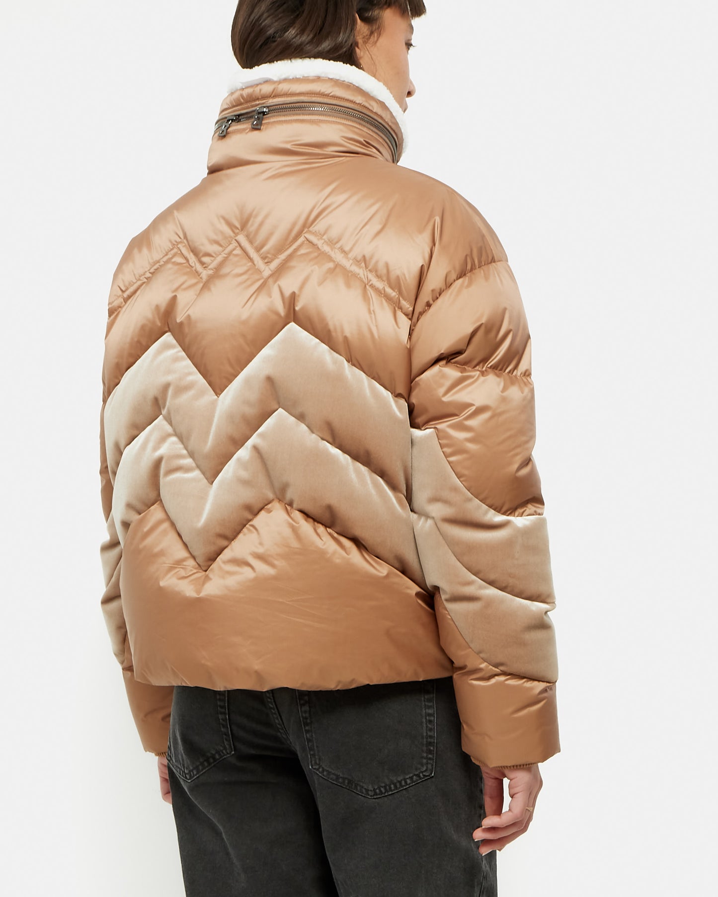 Bogner Brown Tan & Bronze Chevron Down Vanja Ski Jacket - L