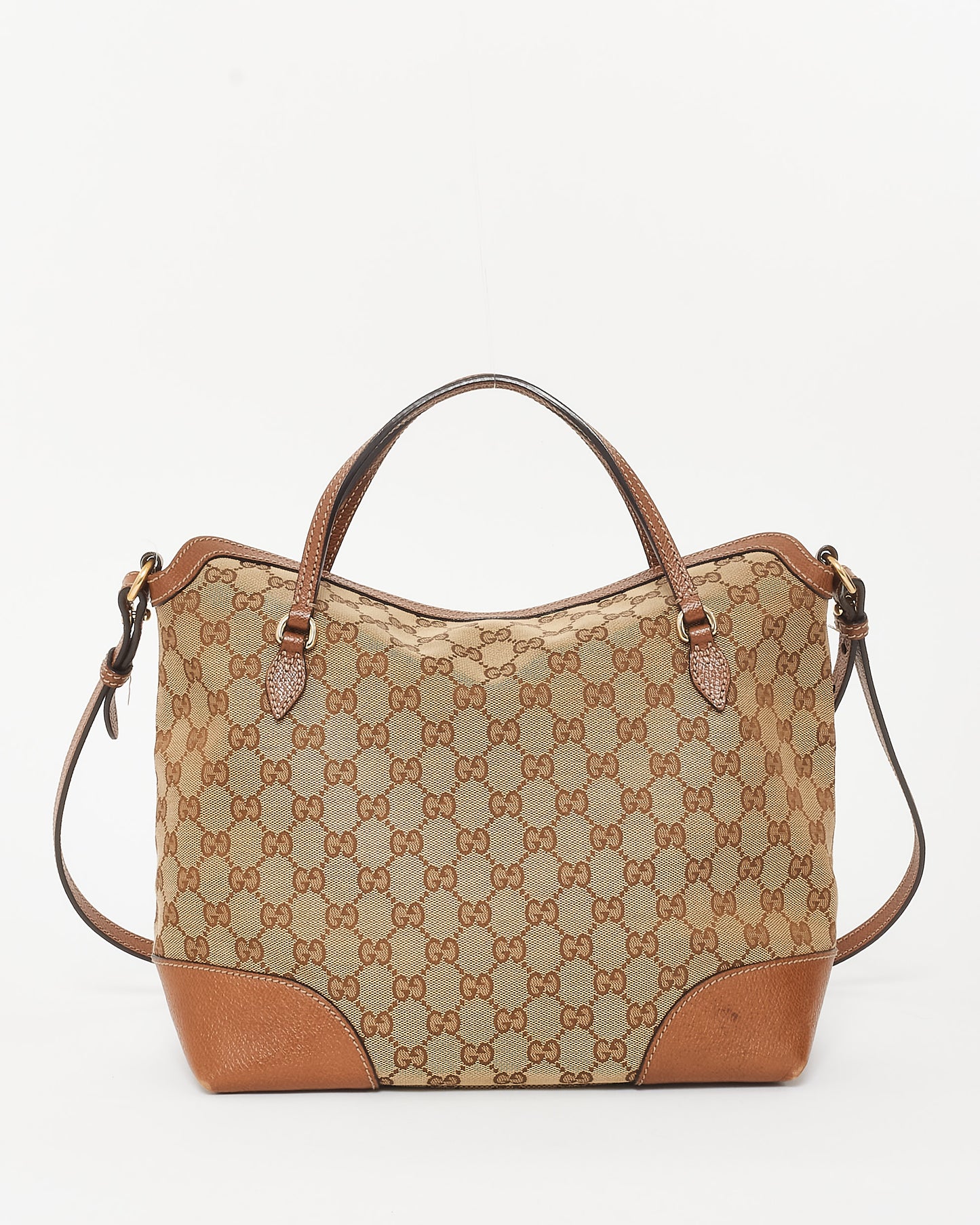 Gucci Monogram GG Canvas & Brown Leather Trimming Bree Bag