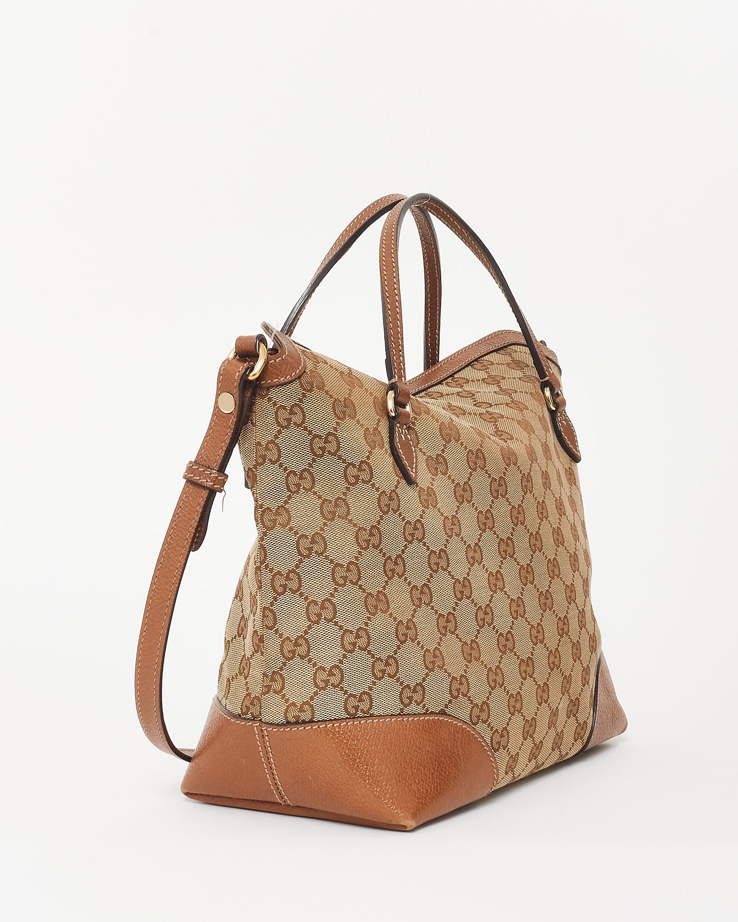 Gucci Monogram GG Canvas & Brown Leather Trimming Bree Bag