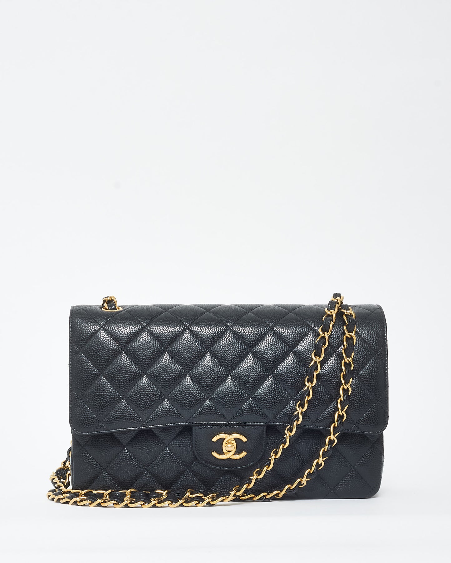 Chanel Black Caviar Leather GHW Jumbo Classic Double Flap Bag