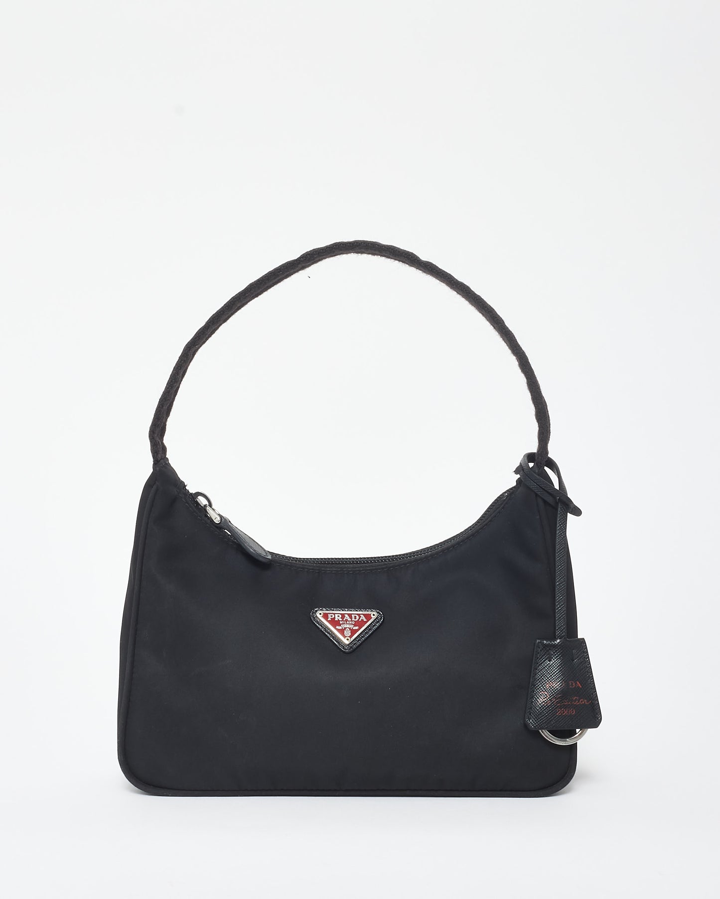 Prada Black Nylon & Red Logo Re-Edition 2000 Shoulder Bag