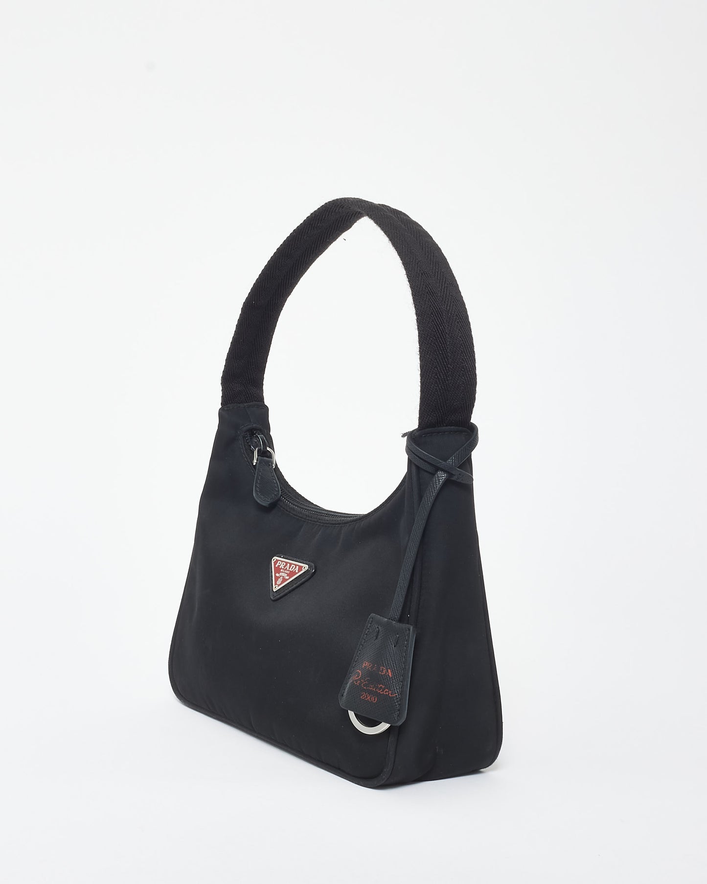 Prada Black Nylon & Red Logo Re-Edition 2000 Shoulder Bag