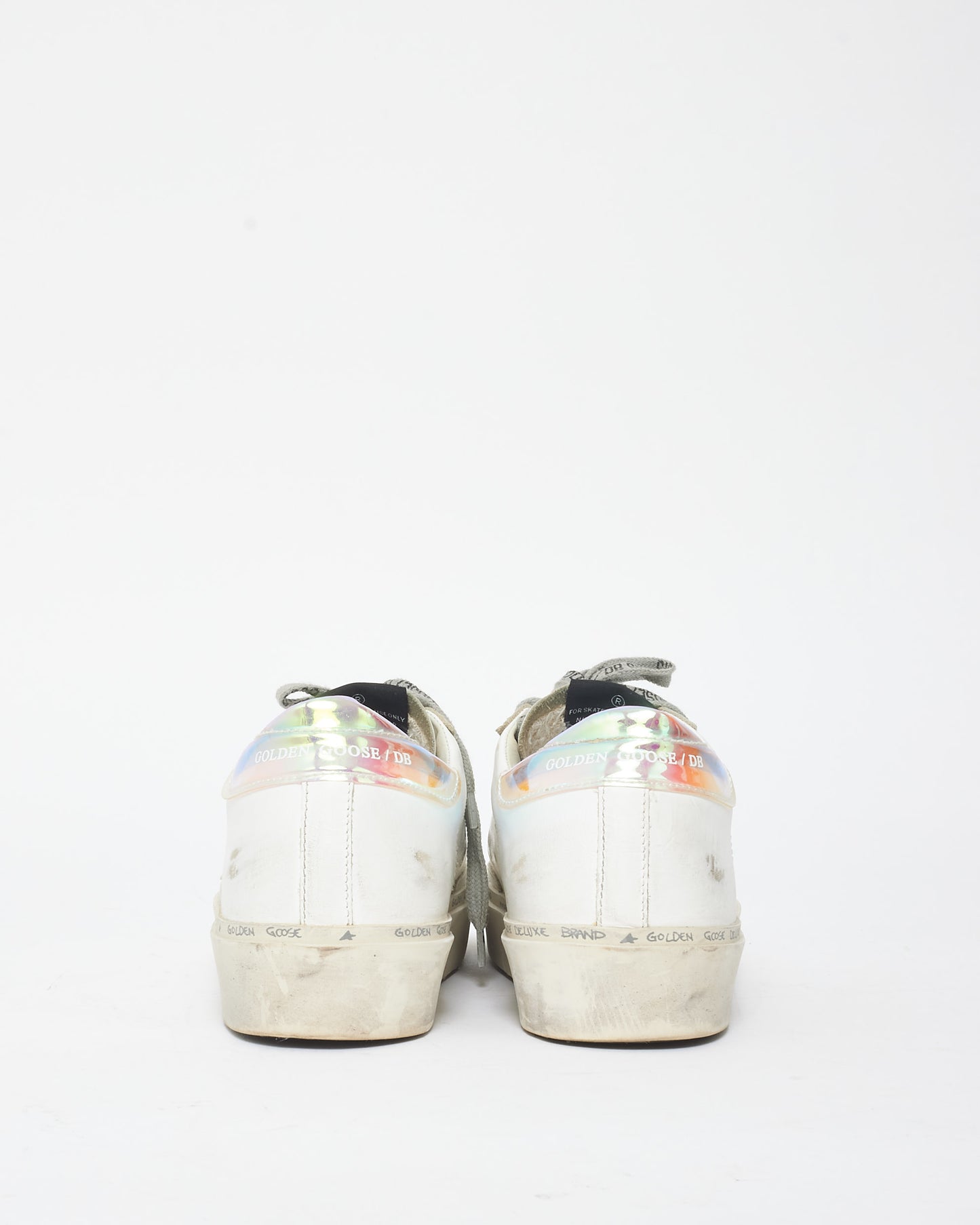 Golden Goose White Leather & Holographic Hi Star Sneaker - 36