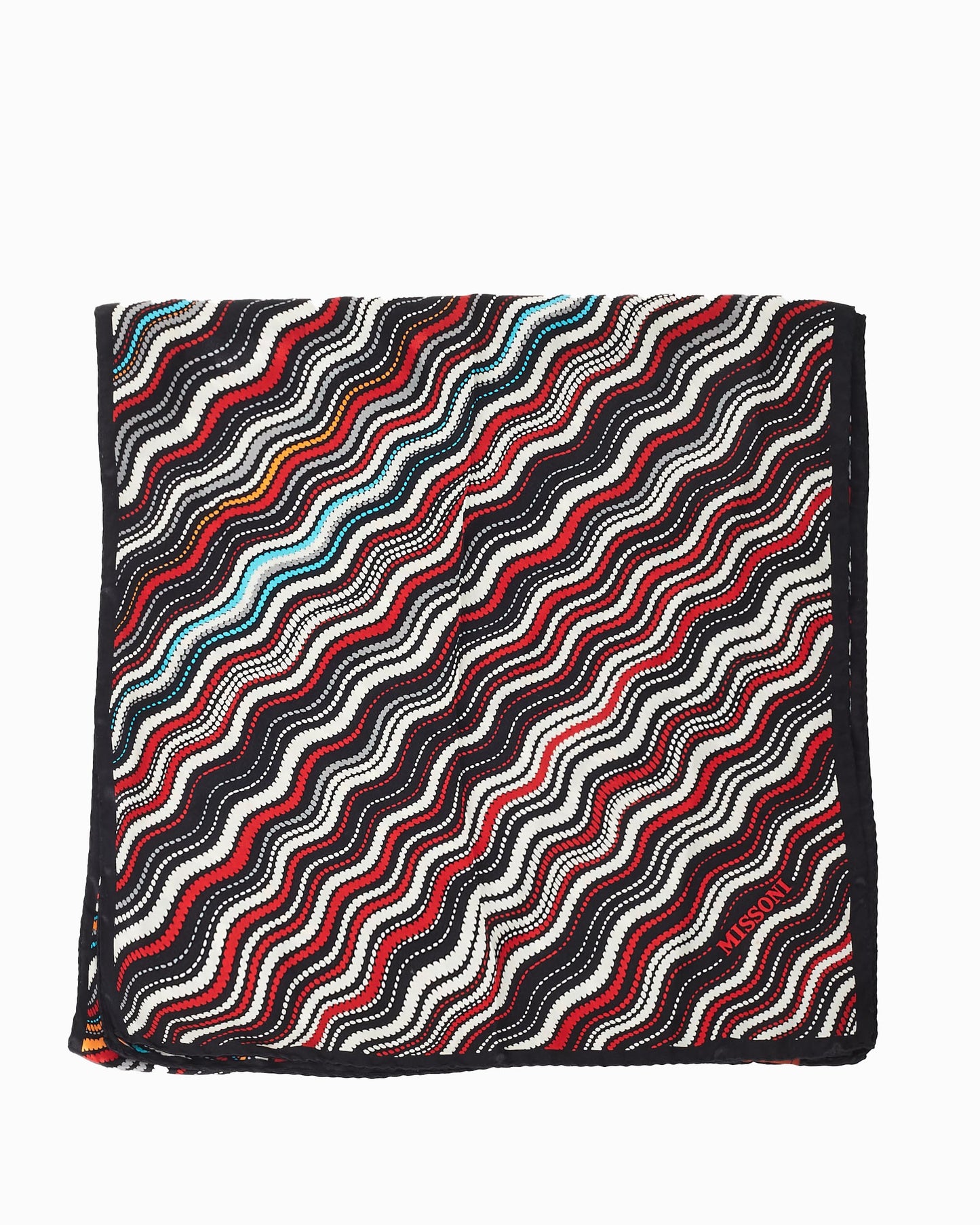 Missoni Black Orange Red & Blue Wave Silk Scarf