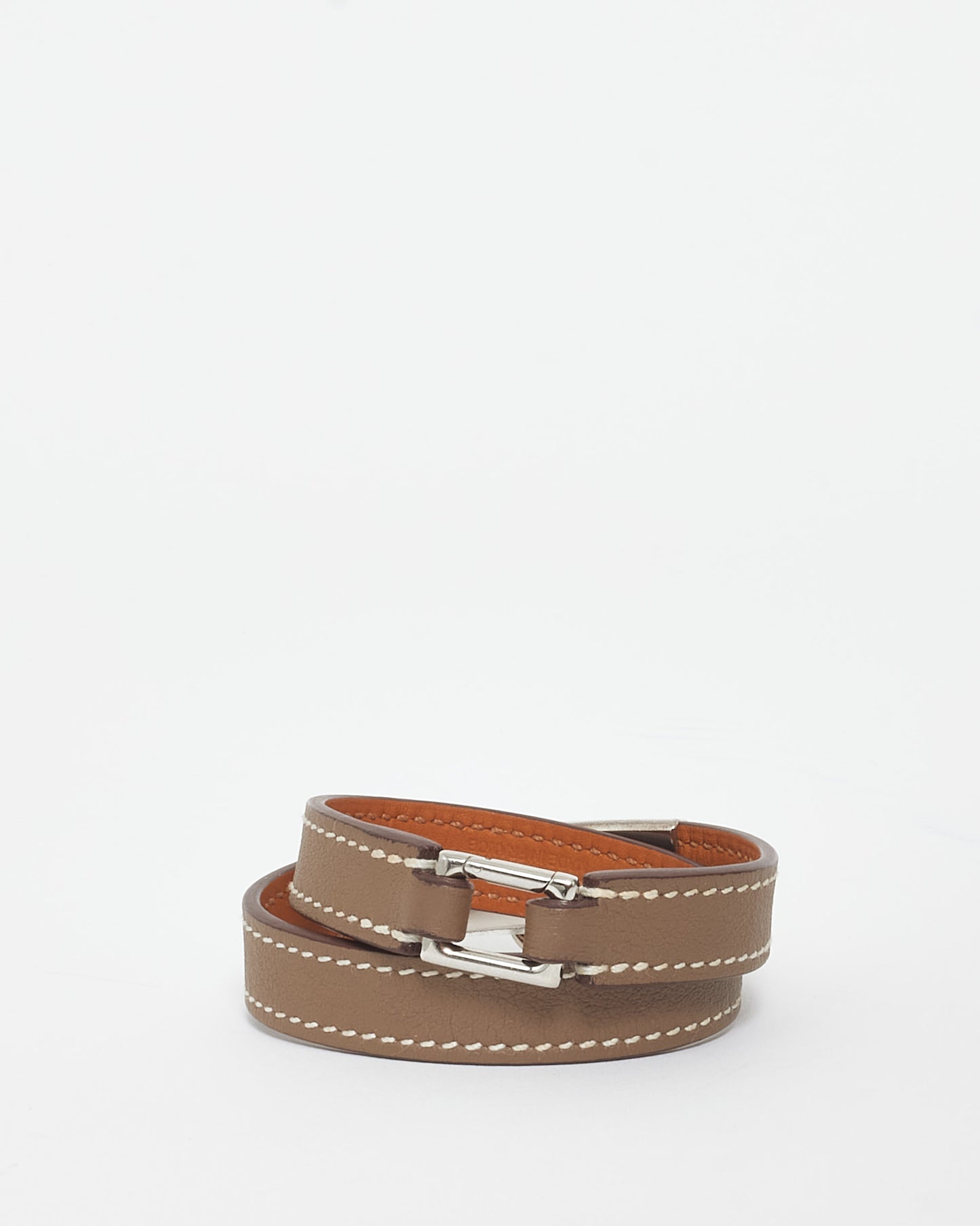 Hermès Etoupe Leather Rivale Double Tour Bracelet - XS