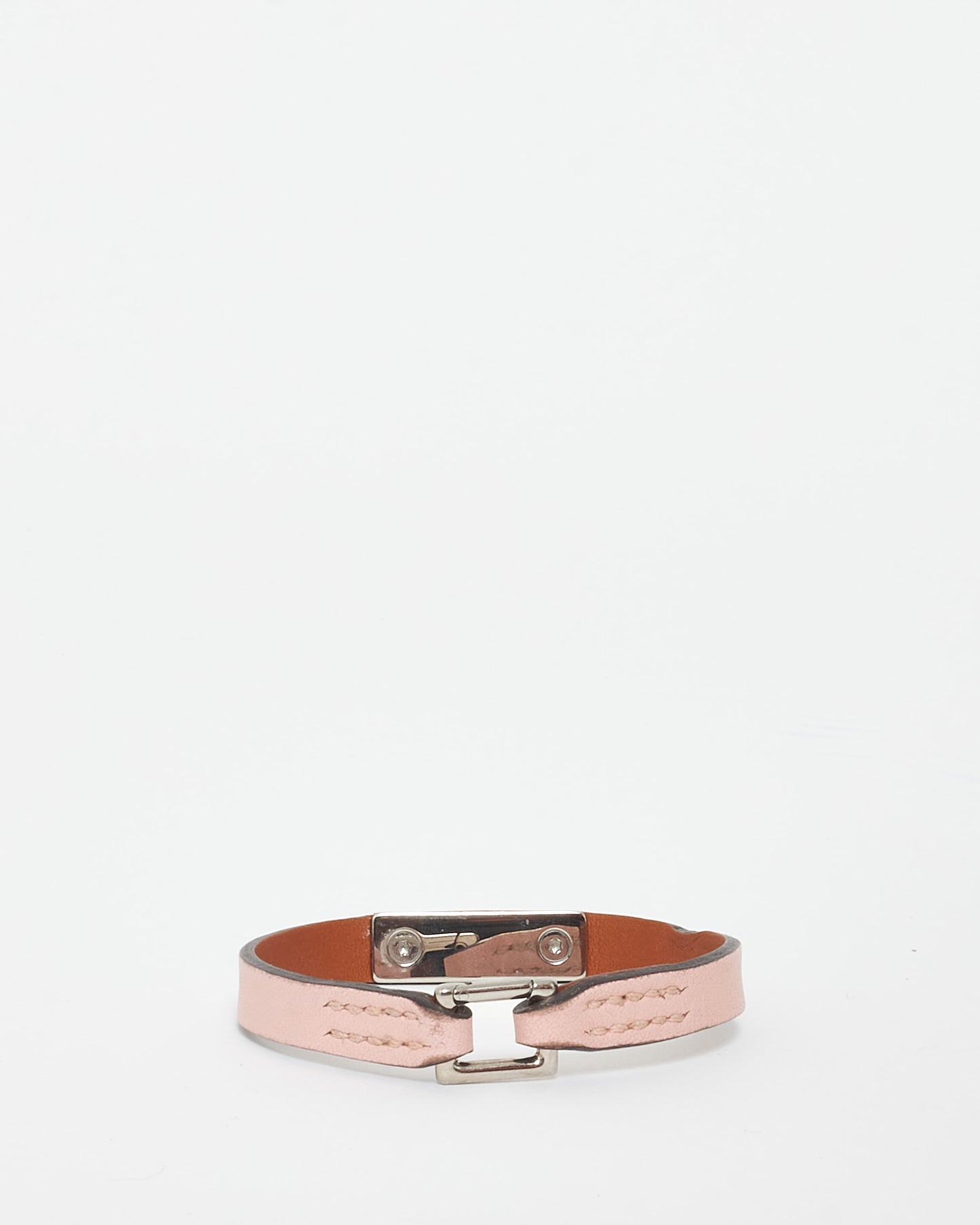 Hermès Pink Leather Mini Rivale Bracelet - XS