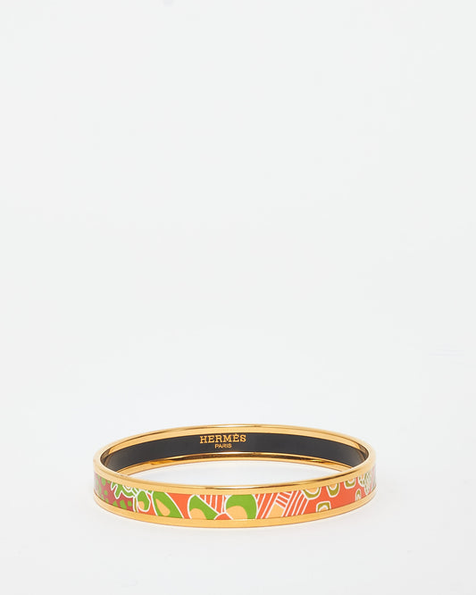 Hermès Green Orange Red Multli Abstract Thin Bangle - S