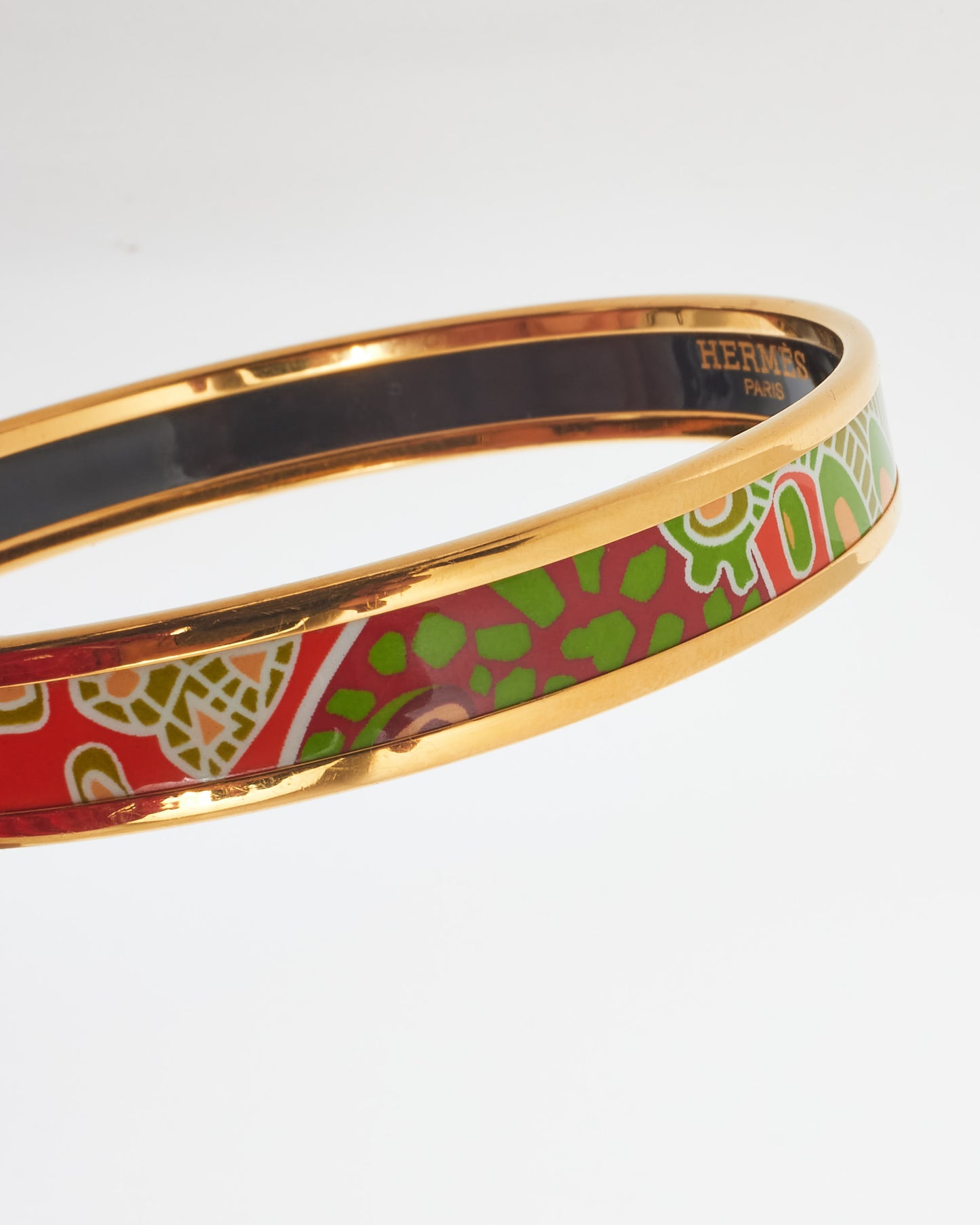 Hermès Green Orange Red Multli Abstract Thin Bangle - S