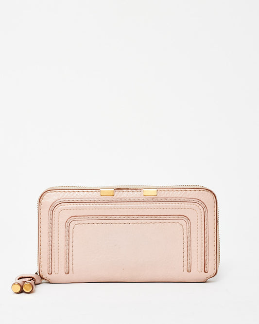 Chloé Beige Leather Marcie Long Zippy Wallet