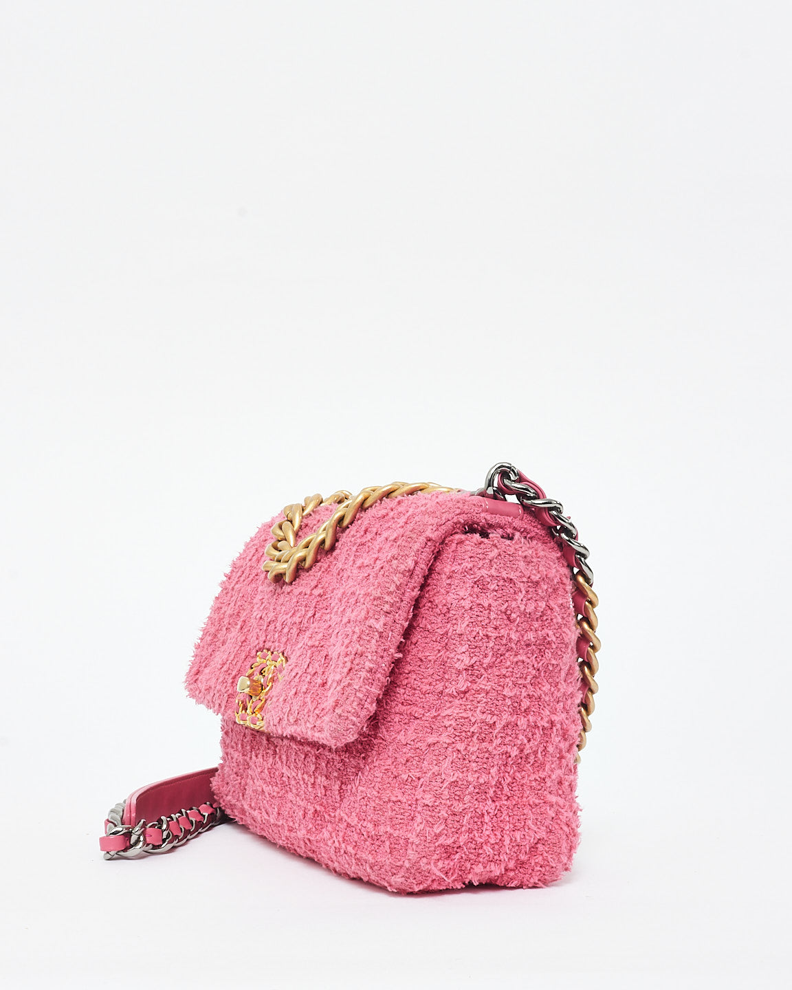 Chanel Dark Pink Tweed Chanel 19 Crossbody Bag