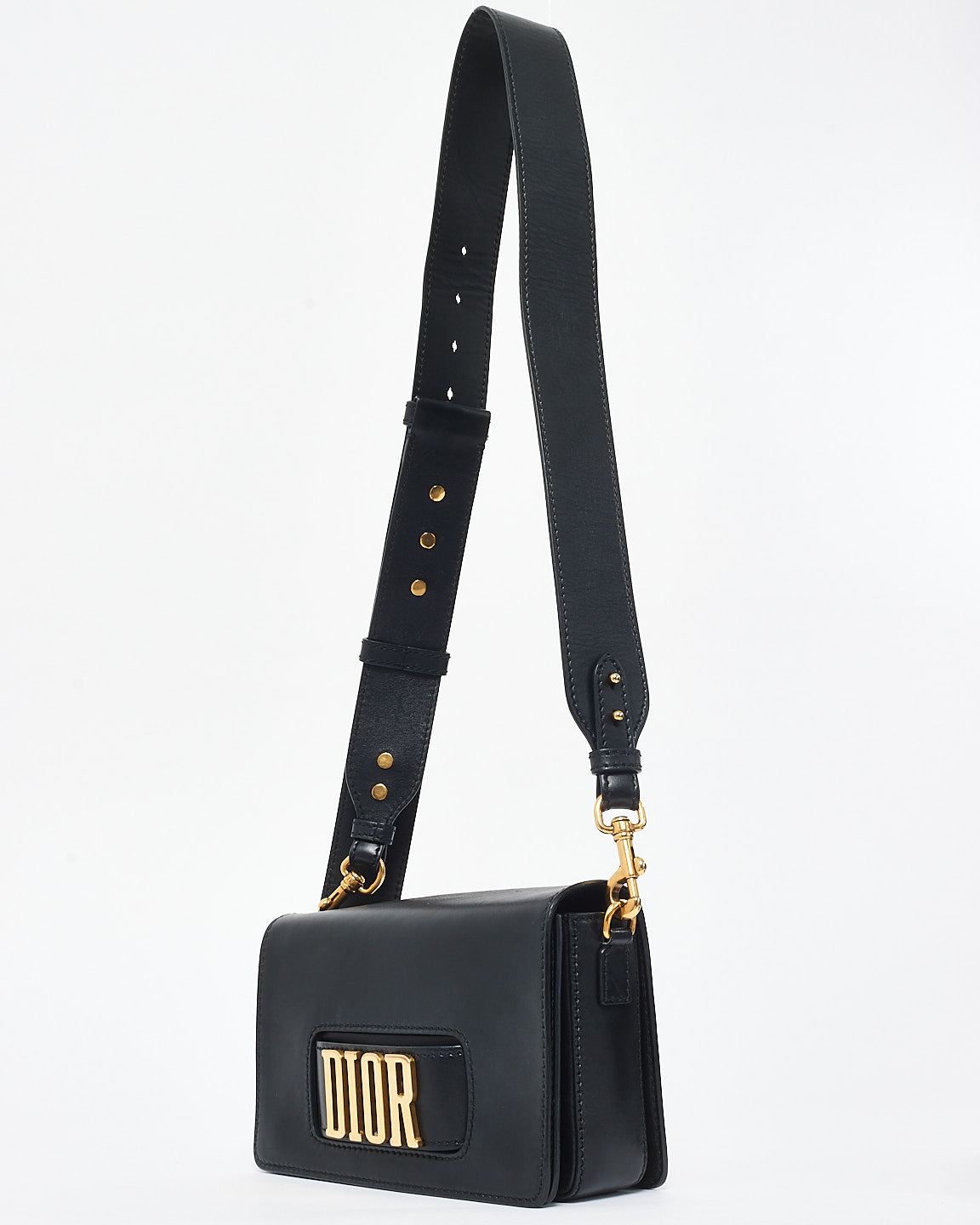 Dior Black Leather Logo Revolution Crossbody Bag