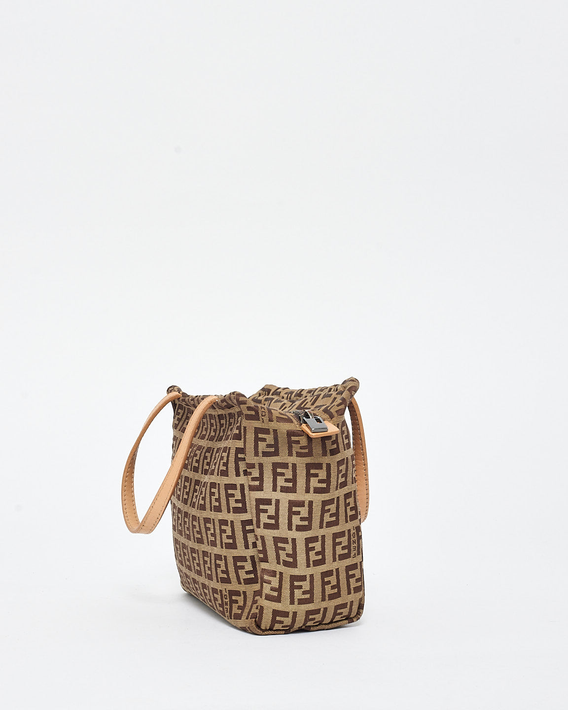 Fendi Vintage Brown Canvas Zucchino Logo Mini Tote Bag