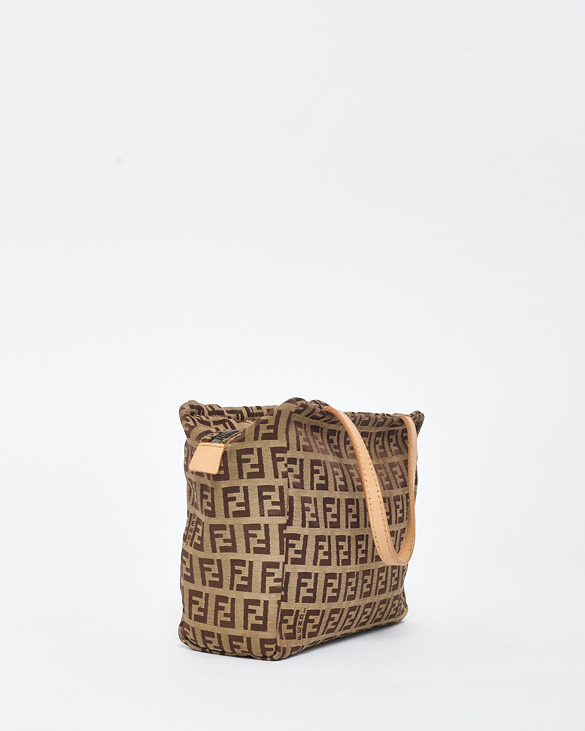 Fendi Vintage Brown Canvas Zucchino Logo Mini Tote Bag