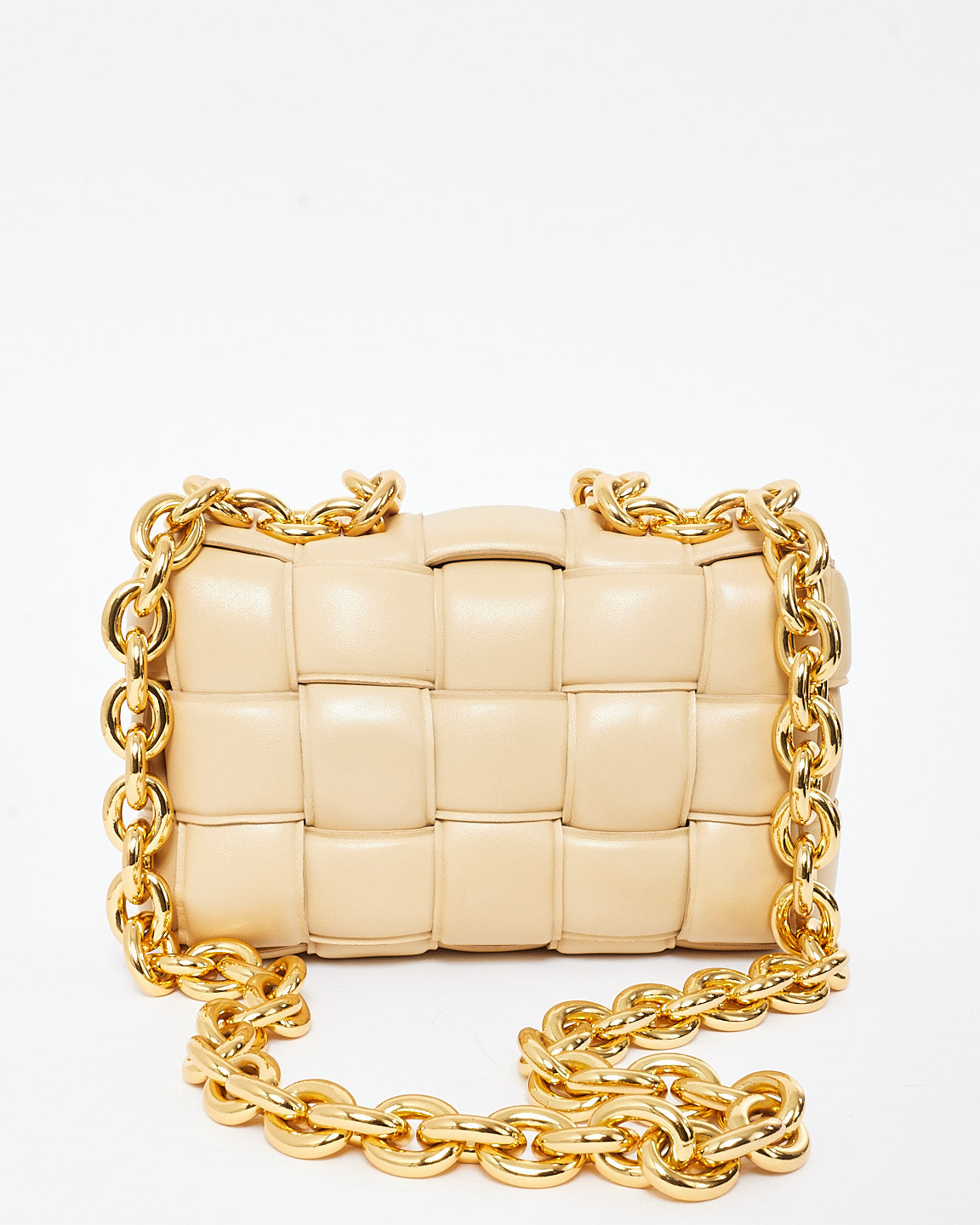 Bottega Veneta Beige (Porridge) Gold Chain Padded Cassette Bag