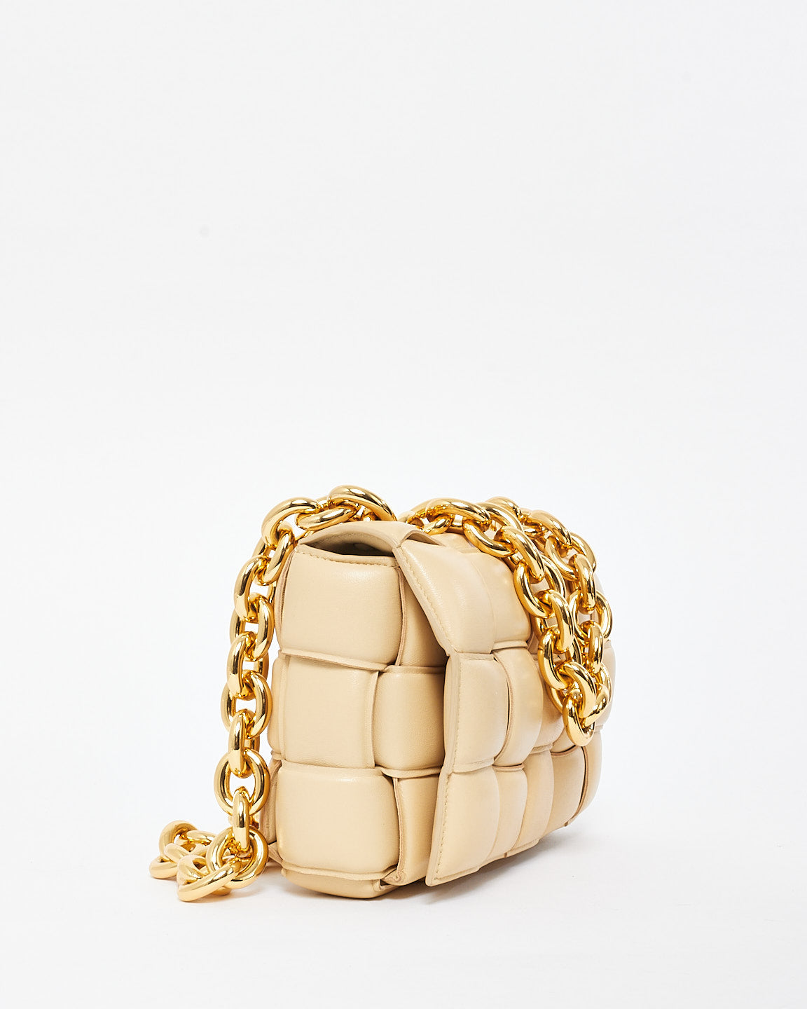 Bottega Veneta Beige (Porridge) Gold Chain Padded Cassette Bag