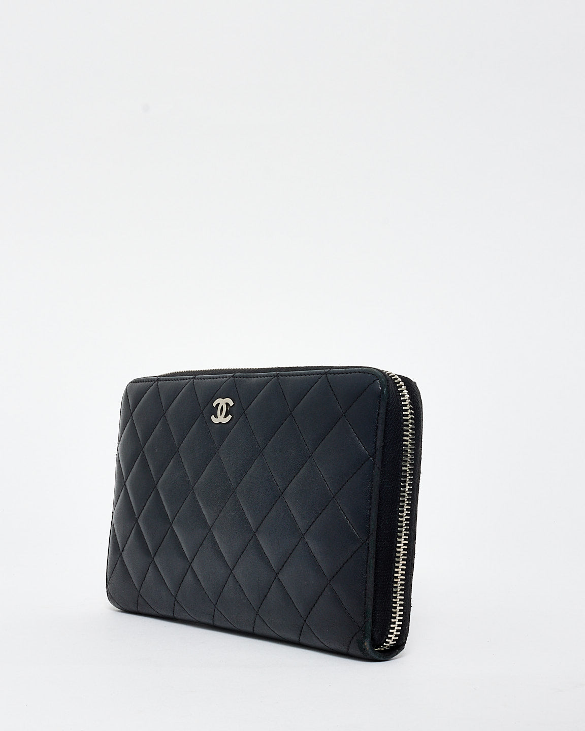 Chanel Black Lambskin Leather Continental Long Zip Wallet