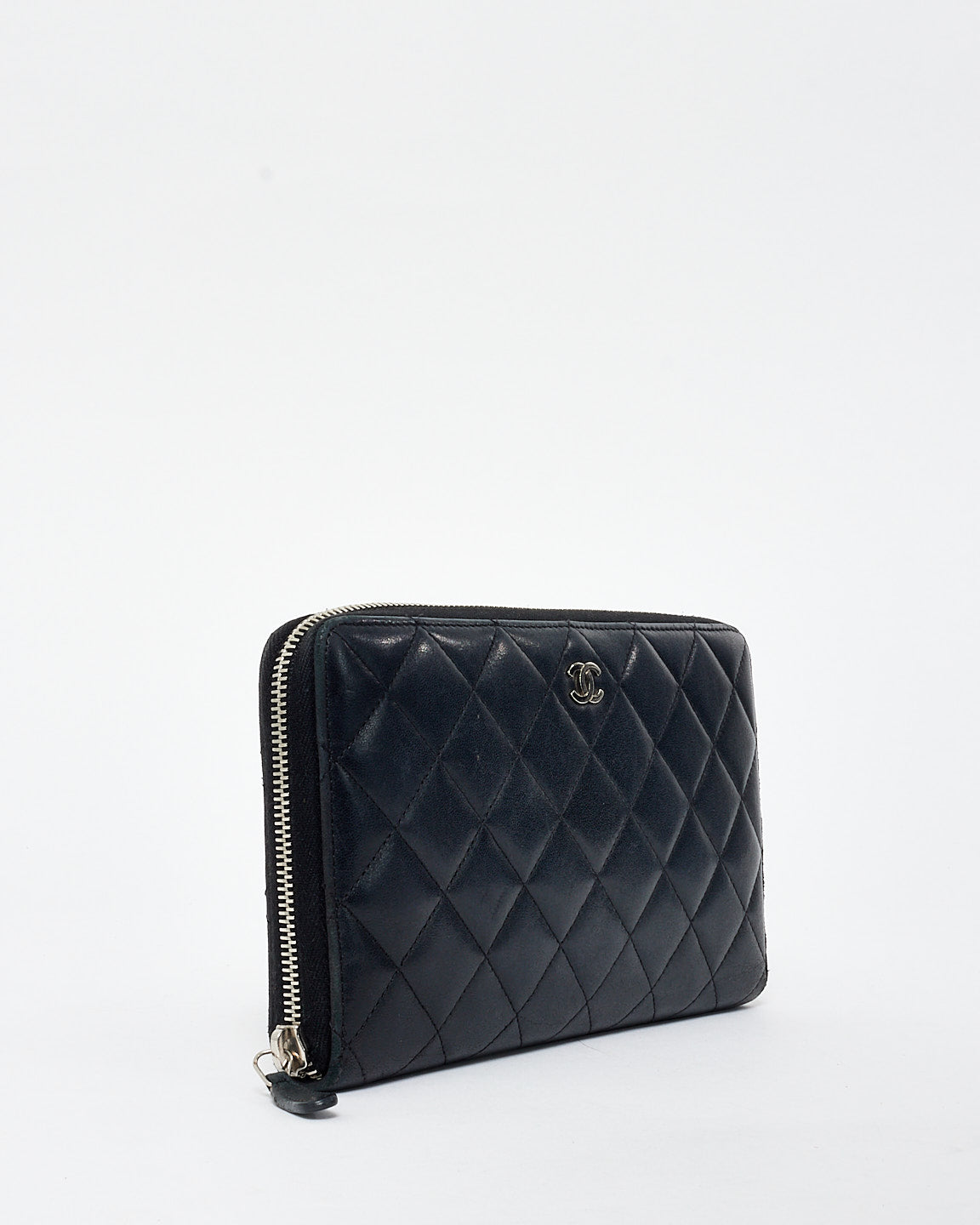 Chanel Black Lambskin Leather Continental Long Zip Wallet