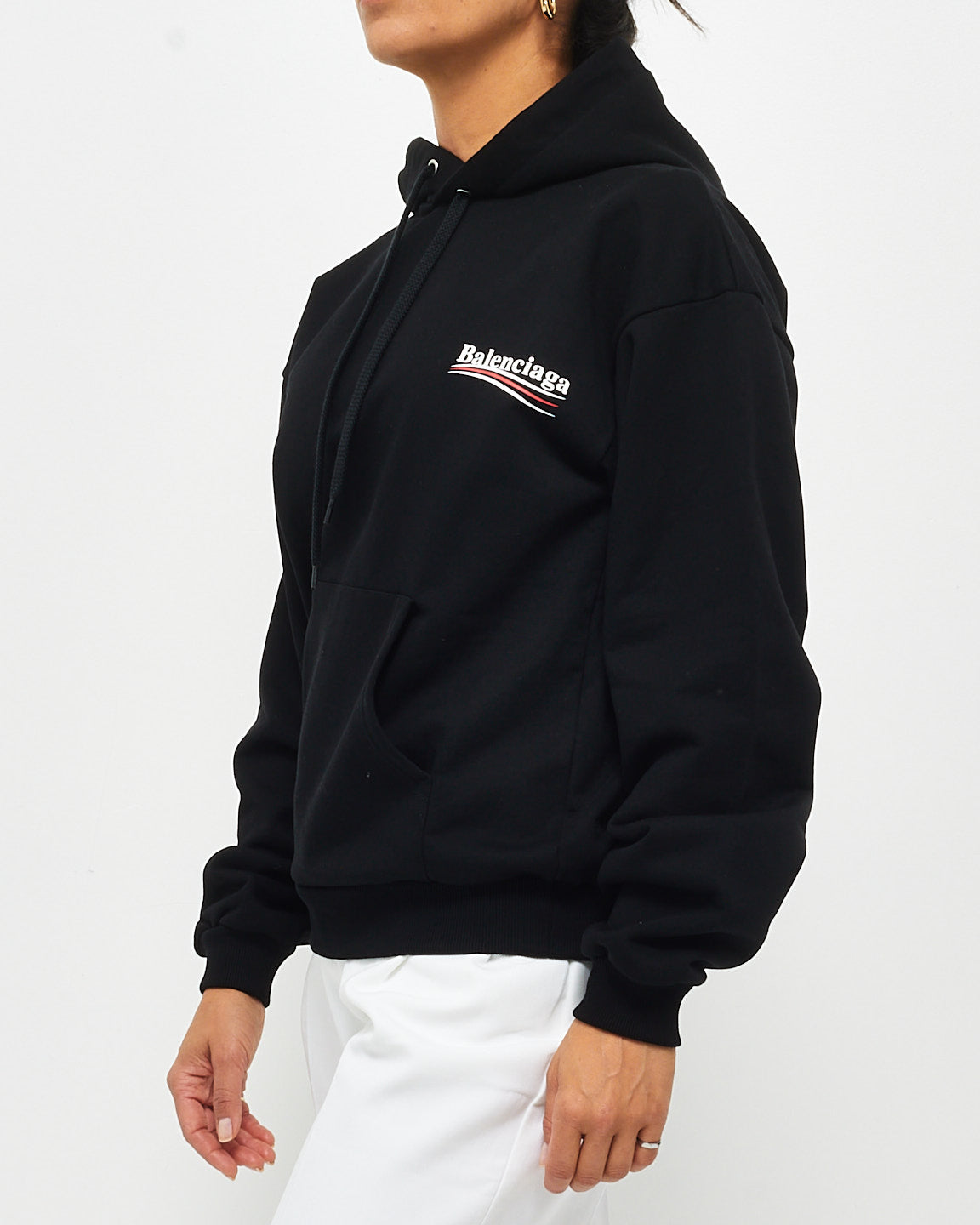 Balenciaga Black White & Red Logo Hoodie - XS