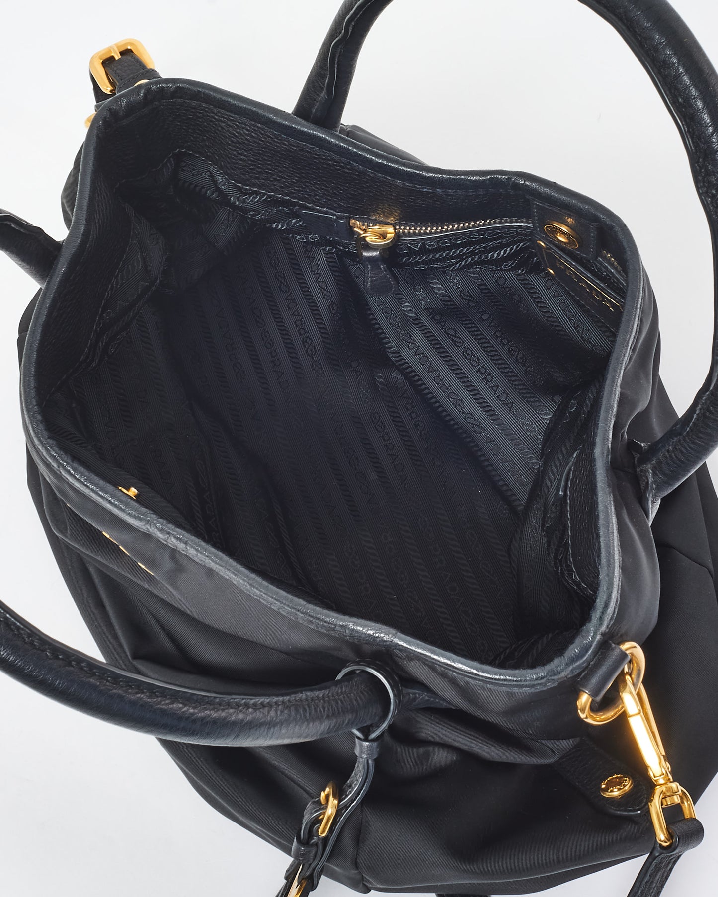 Prada Black Nylon Logo Hobo Shoulder