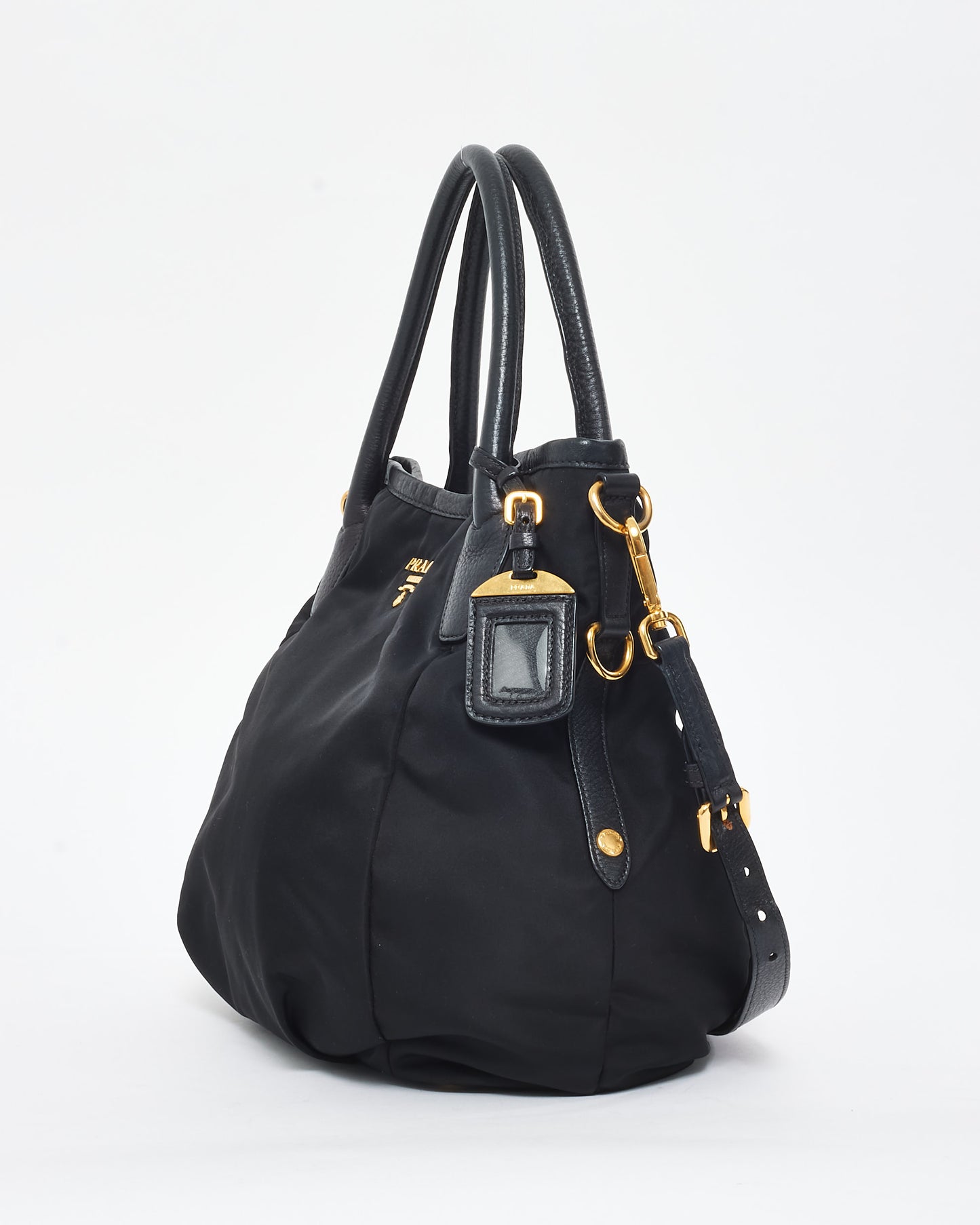 Prada Black Nylon Logo Hobo Shoulder