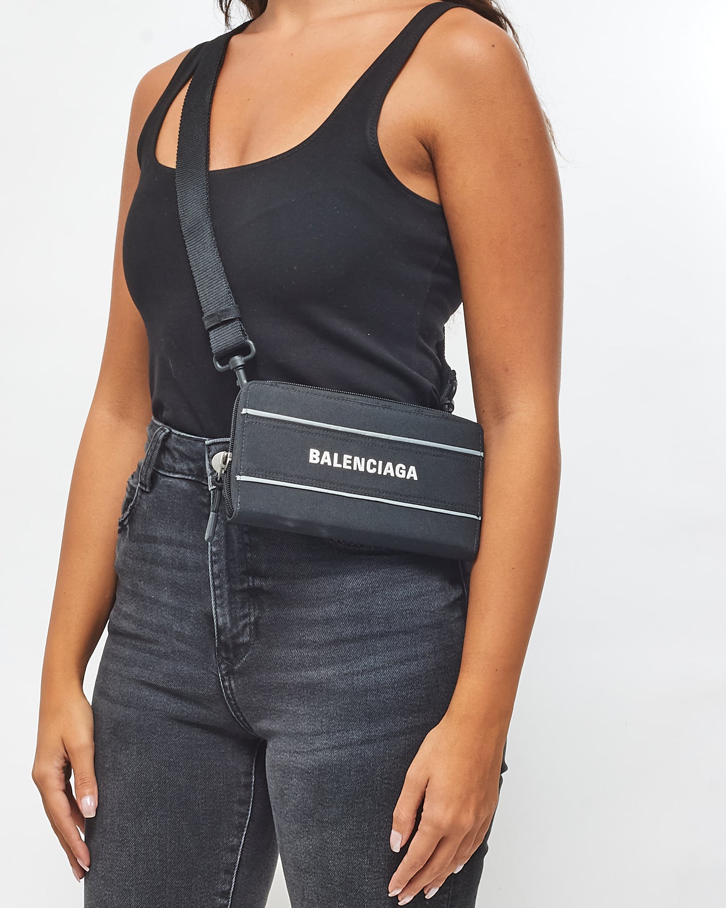 Balenciaga Black Logo Canvas Wallet Belt Bag