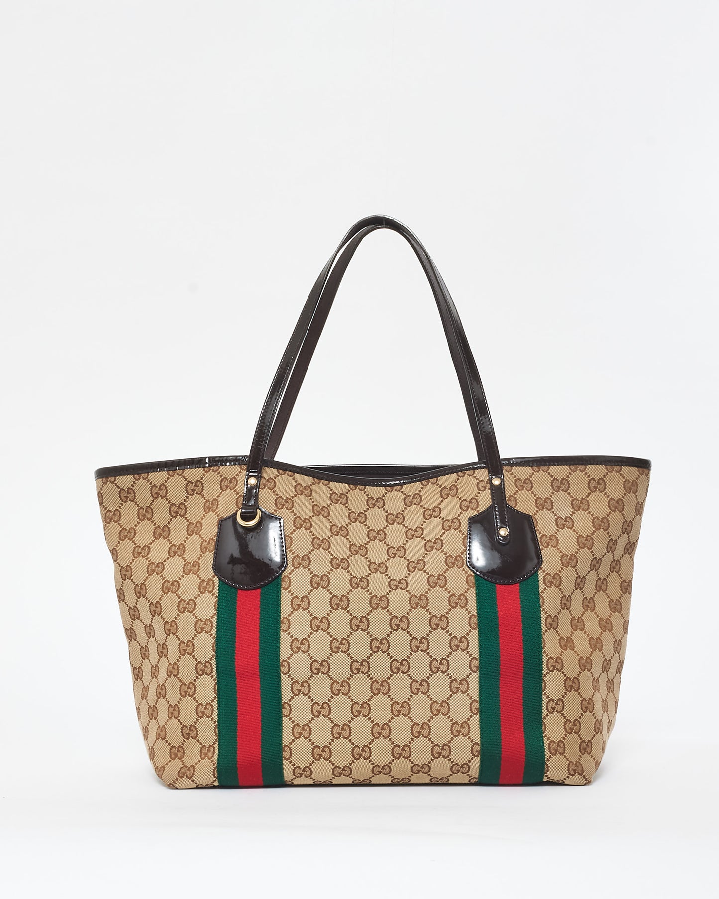 Gucci Brown Monogram Canvas & Web Jolie Tote (No Charms)