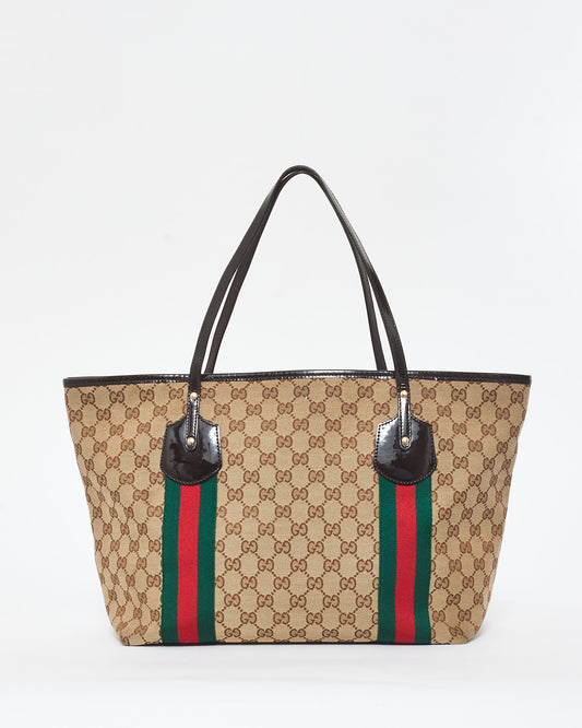 Gucci Brown Monogram Canvas & Web Jolie Tote (No Charms)