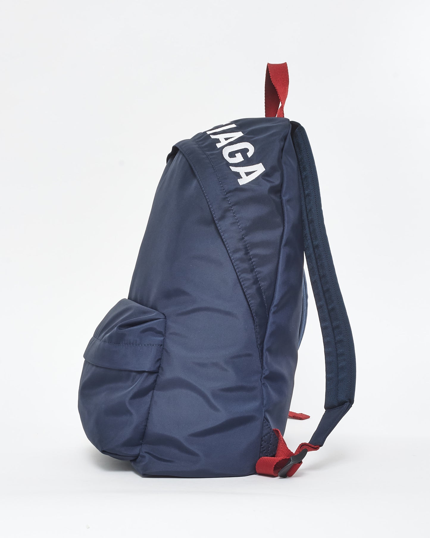 Balenciaga Navy White & Red Logo Canvas Backpack