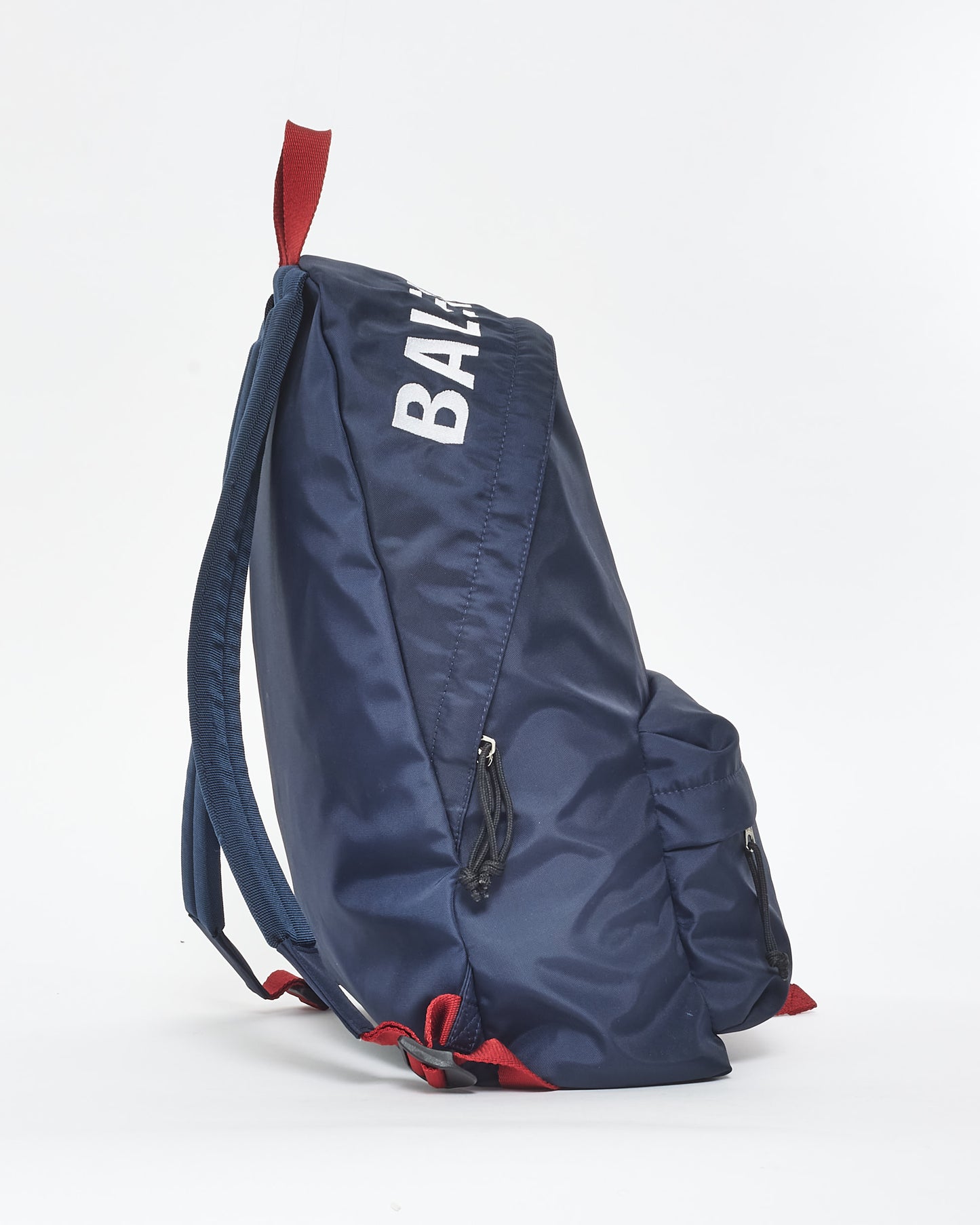 Balenciaga Navy White & Red Logo Canvas Backpack