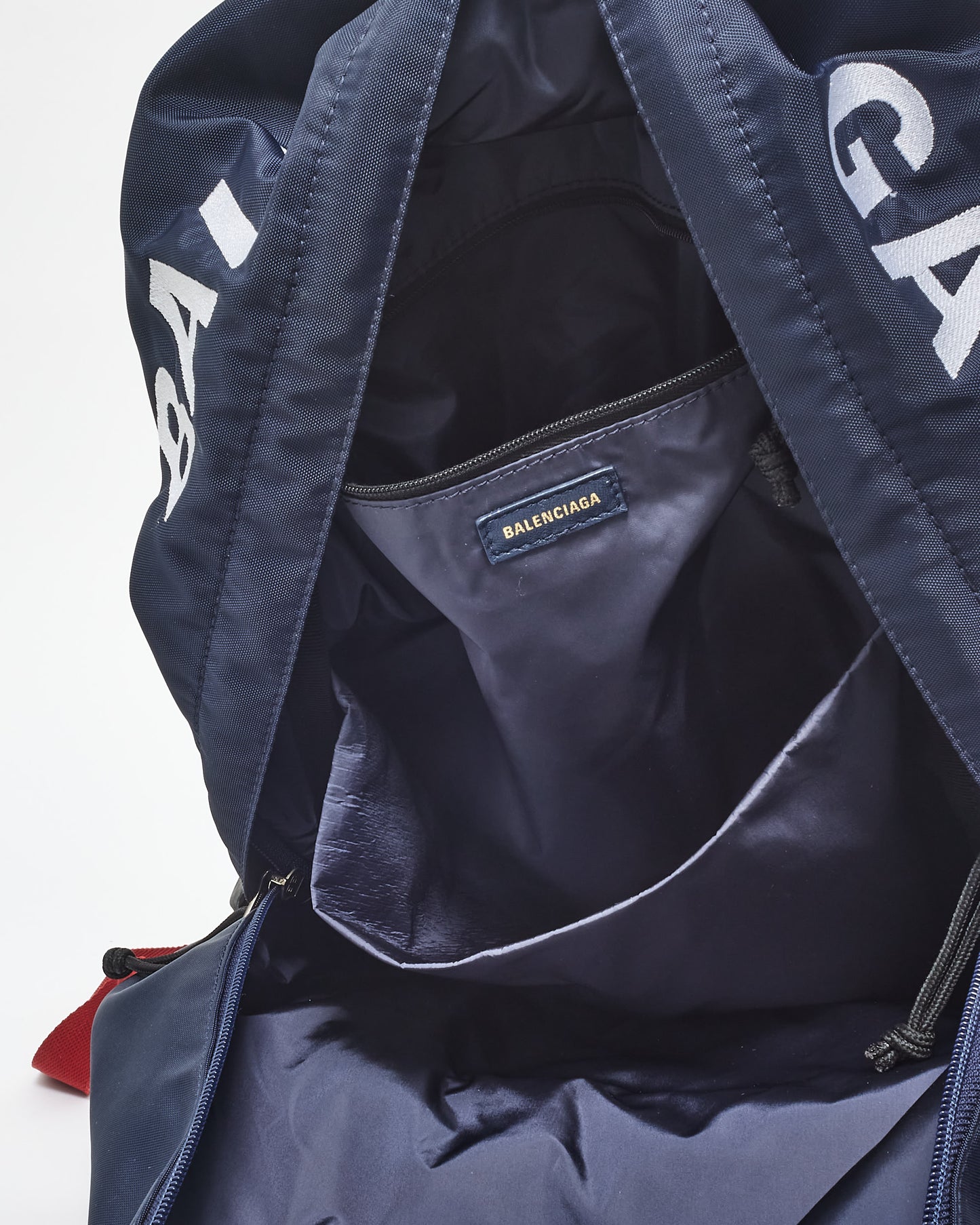 Balenciaga Navy White & Red Logo Canvas Backpack