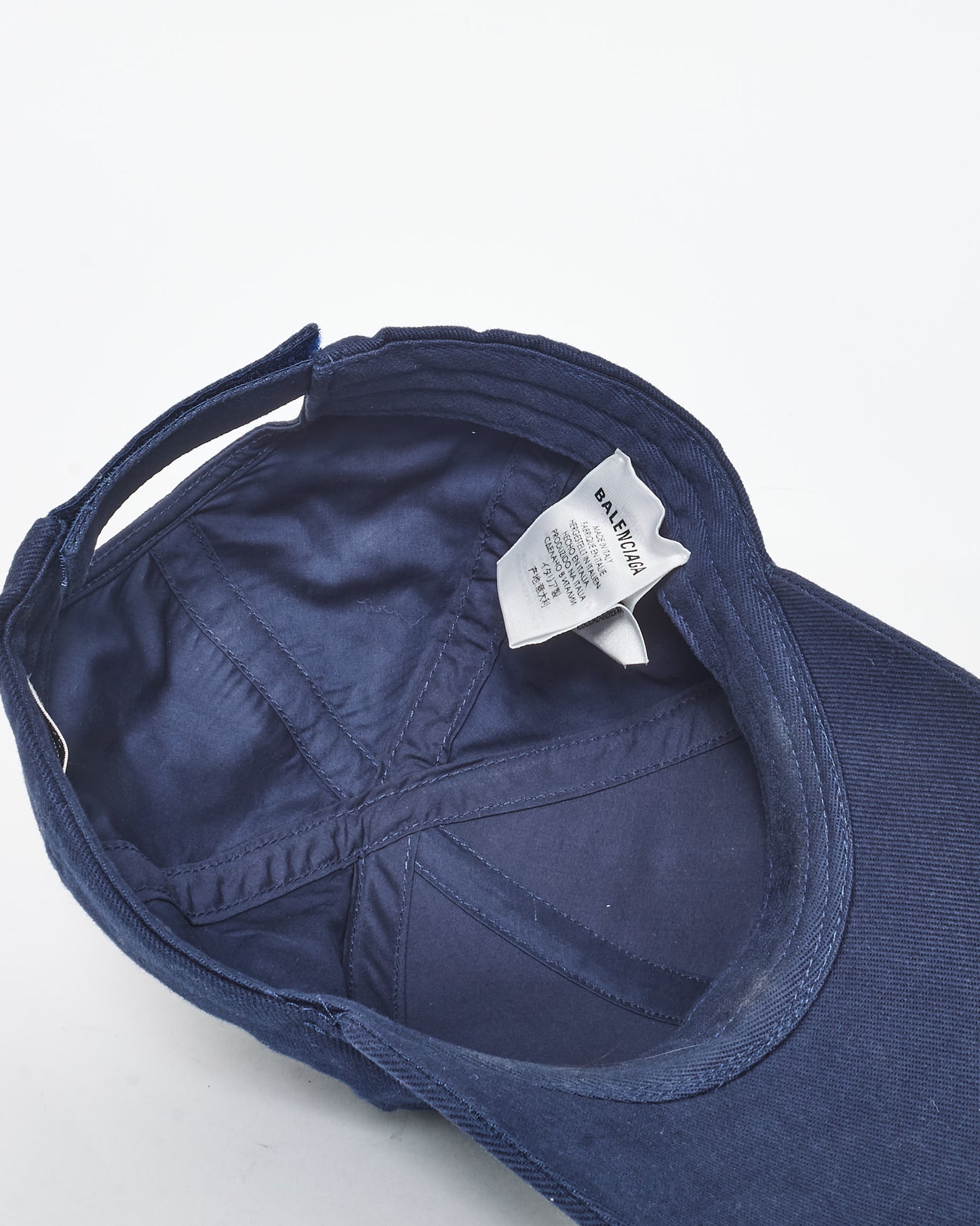 Balenciaga Navy Canvas & White Logo Dad Baseball Cap - L (58CM)